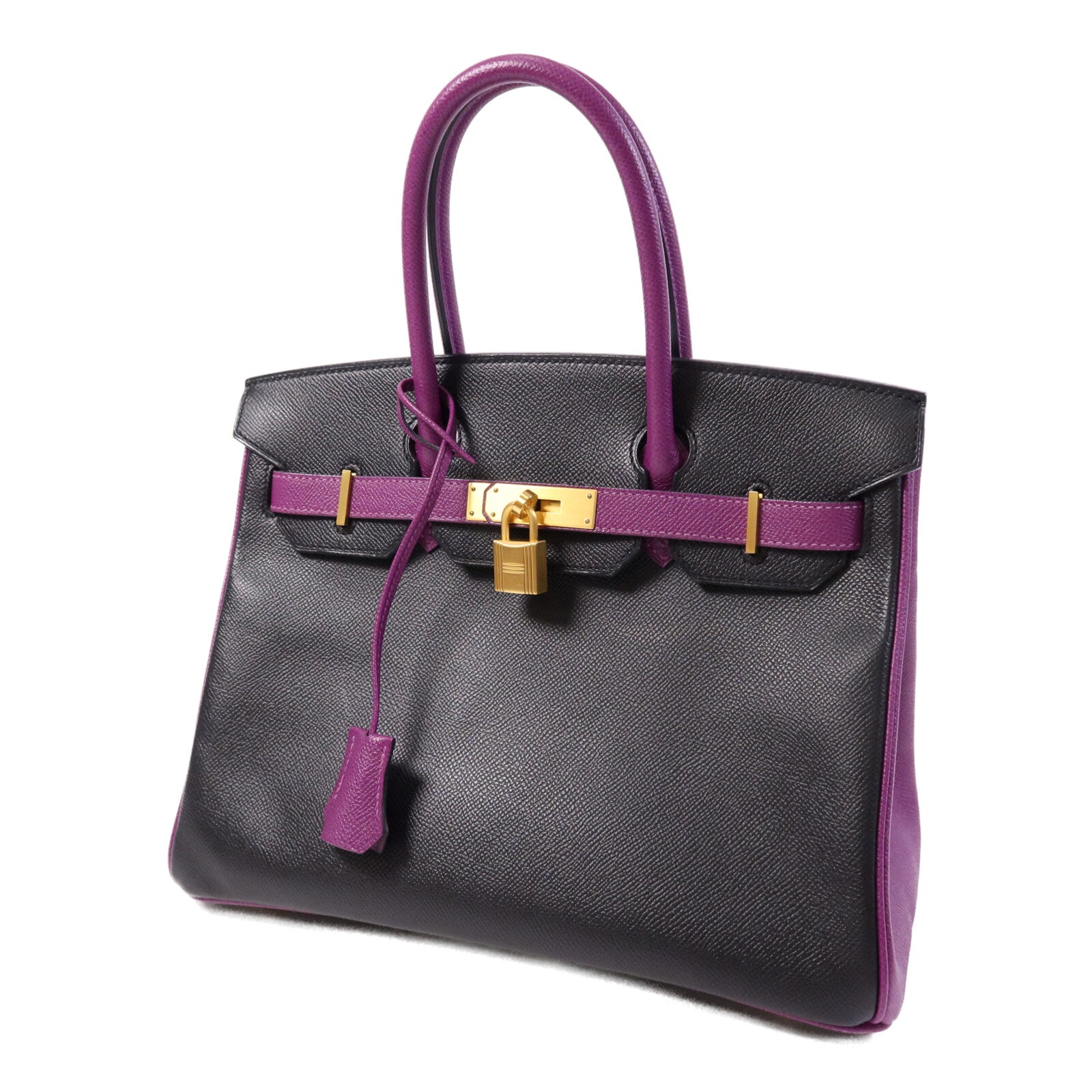 HERMES Epsom皮革Birkin 30金扣手挽袋Anemore/Noir