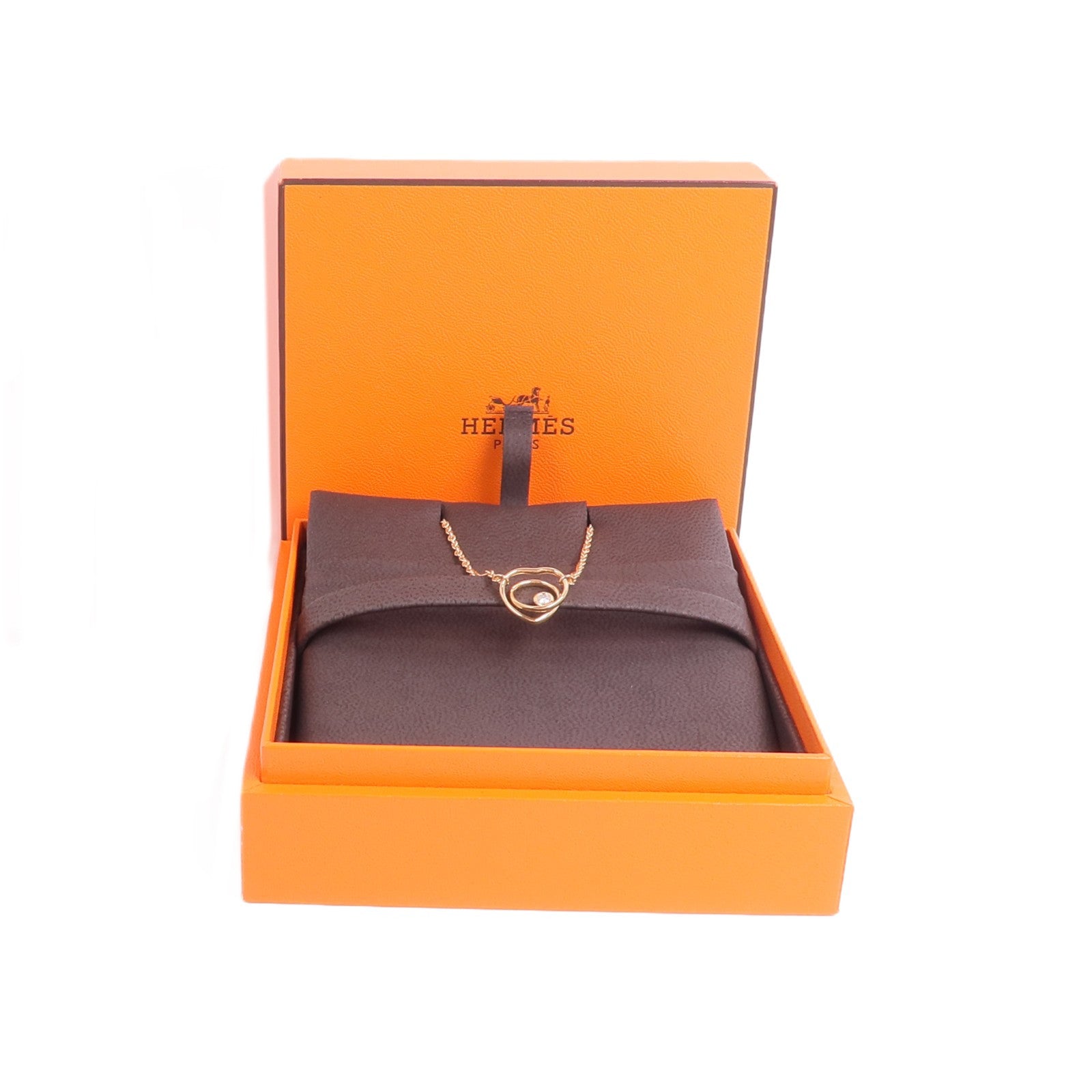 HERMES 18K玫瑰金Vertige Coeur Necklace項鍊