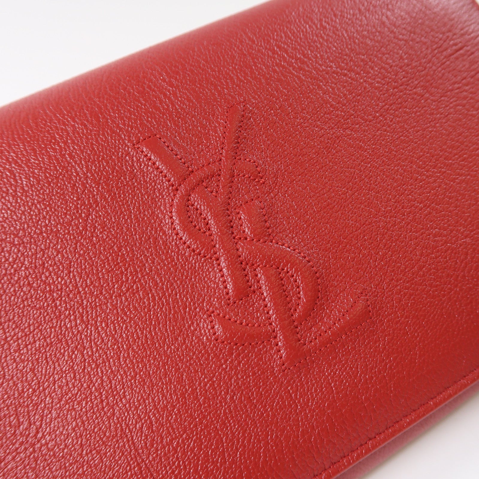 YVES SAINT LAURENT 皮革Shoulder Bag金扣鏈帶肩背袋紅色