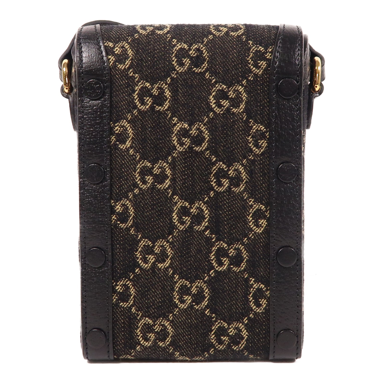 GUCCI 帆布Horsebit 1955 Mini金扣肩背袋