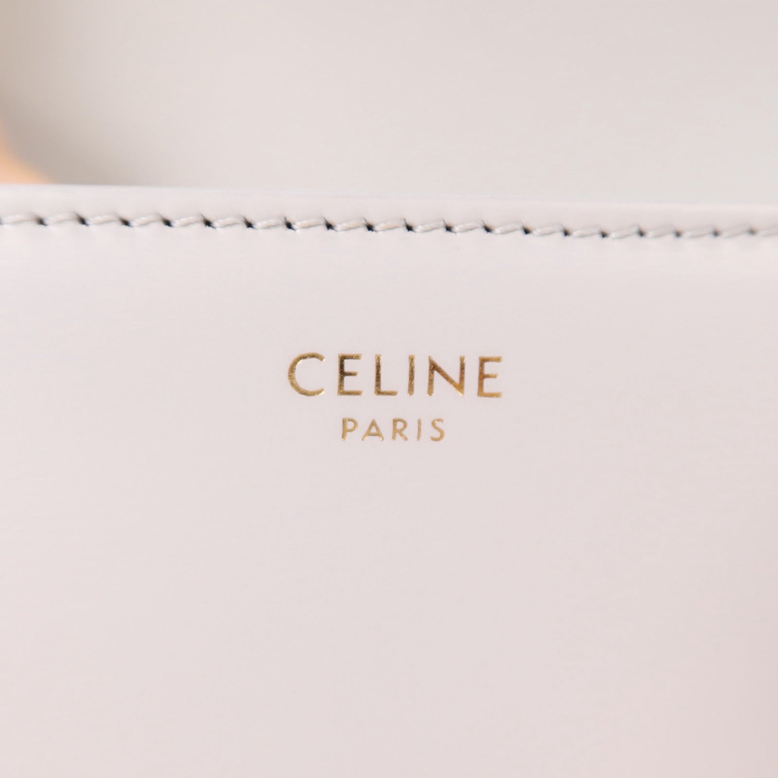 CELINE GHW Teen Triomphe Shoulder Bag Calfskin Leather Light Grey
