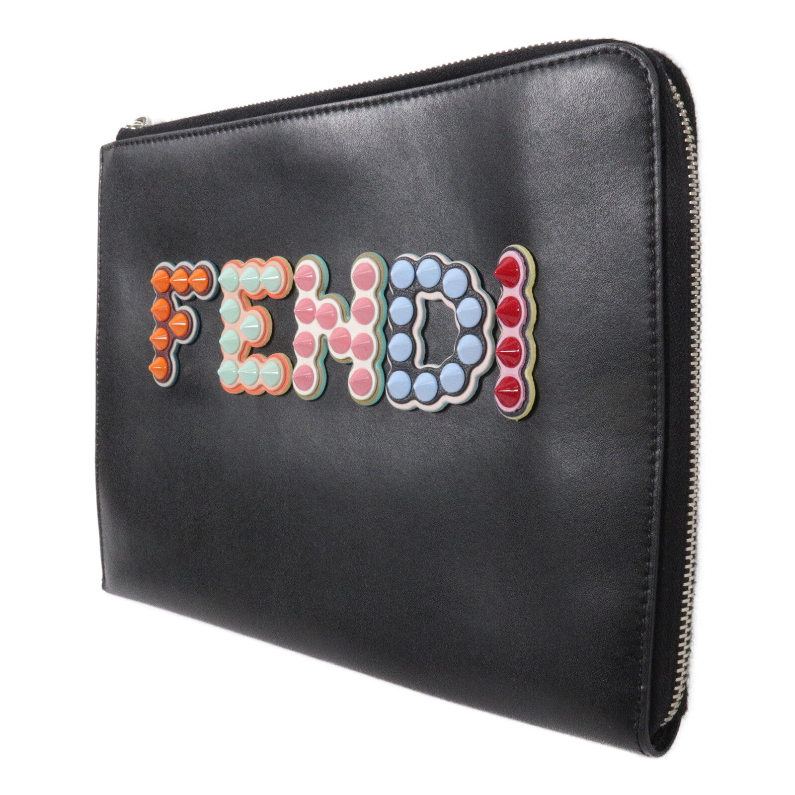 FENDI 牛皮皮革Studded Zip Clutch Bag手提包