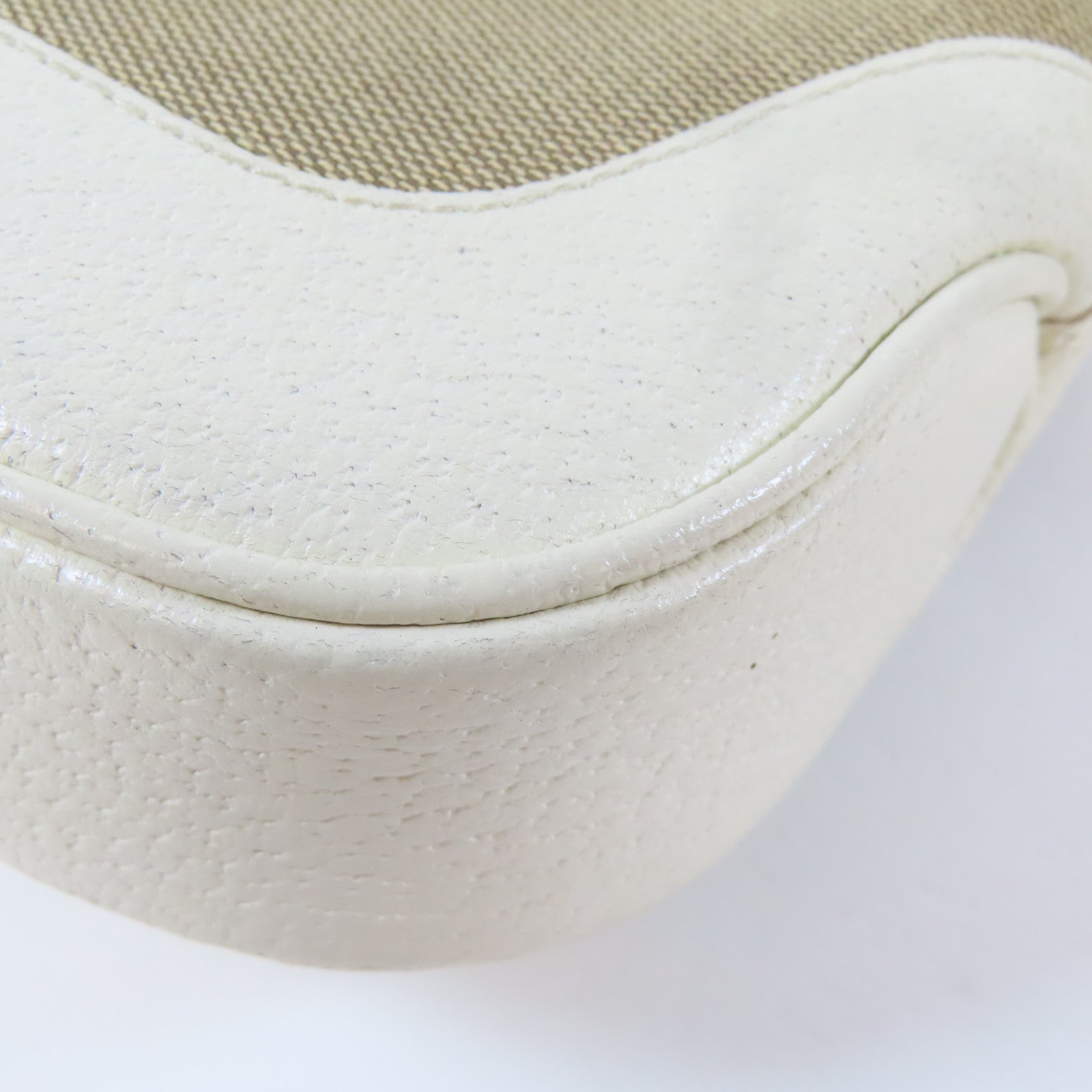 GUCCI 【激減優惠】帆布/皮革Jackie Handbag銀扣手挽袋啡色/白色