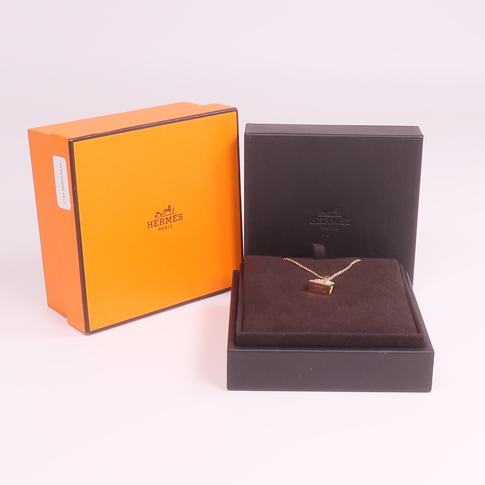 HERMES 18K玫瑰金Amulettes Birkin Pendant鑽石項鍊