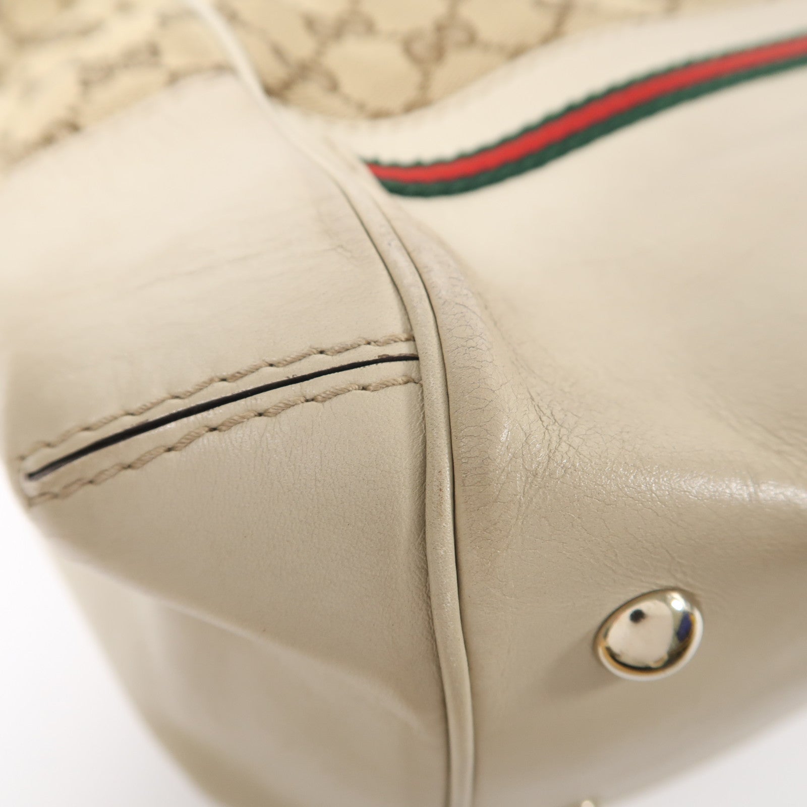 GUCCI 帆布/皮革Mayfair Tote Bag金扣手挽肩背兩用袋米色/啡色