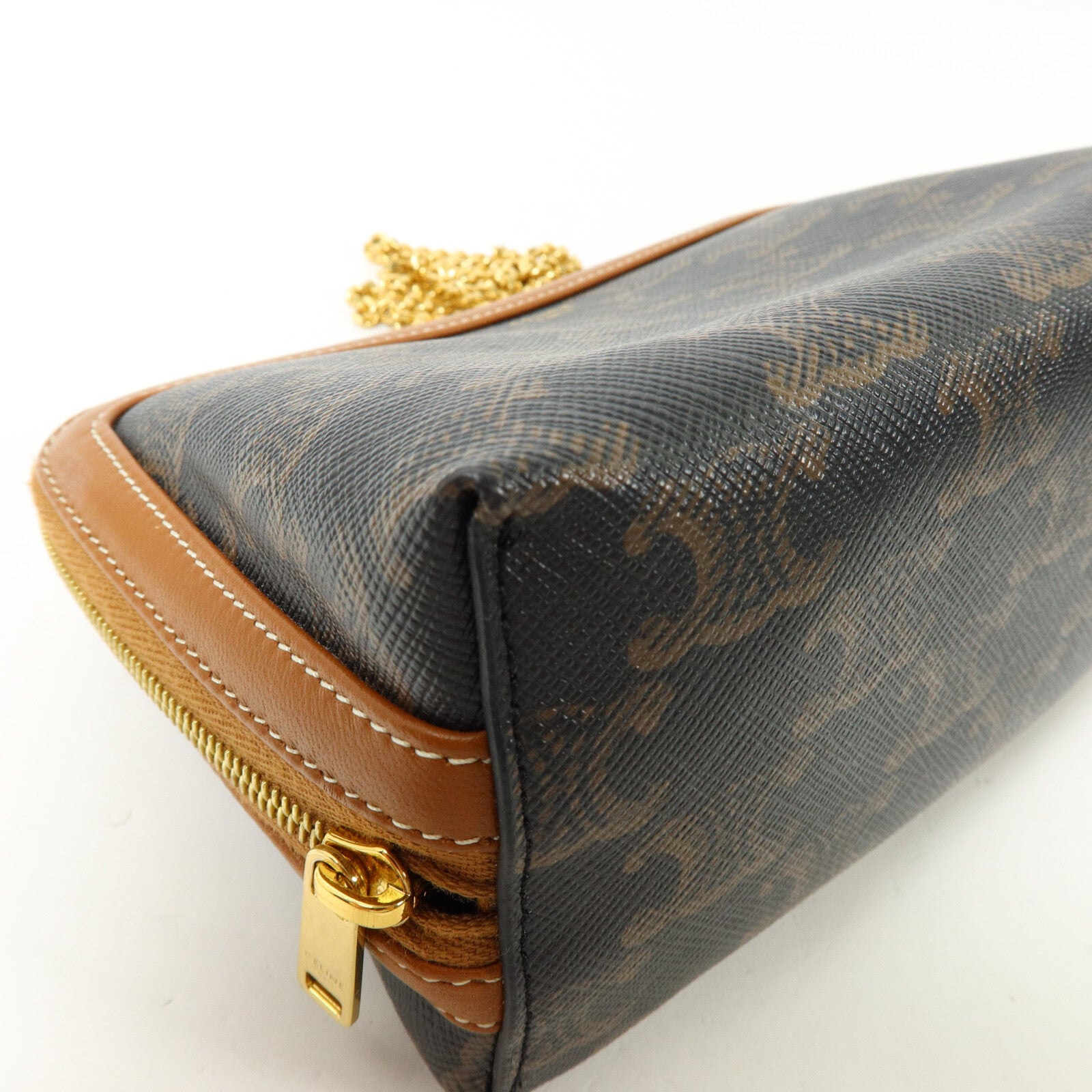 CELINE 塗層帆布Clutch On Chain鏈帶肩背袋