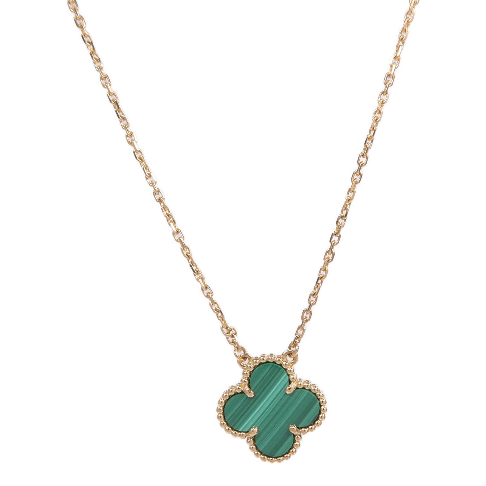 Van Cleef & Arpels 18K黃金Vintage Alhambra Pendant孔雀石項鍊