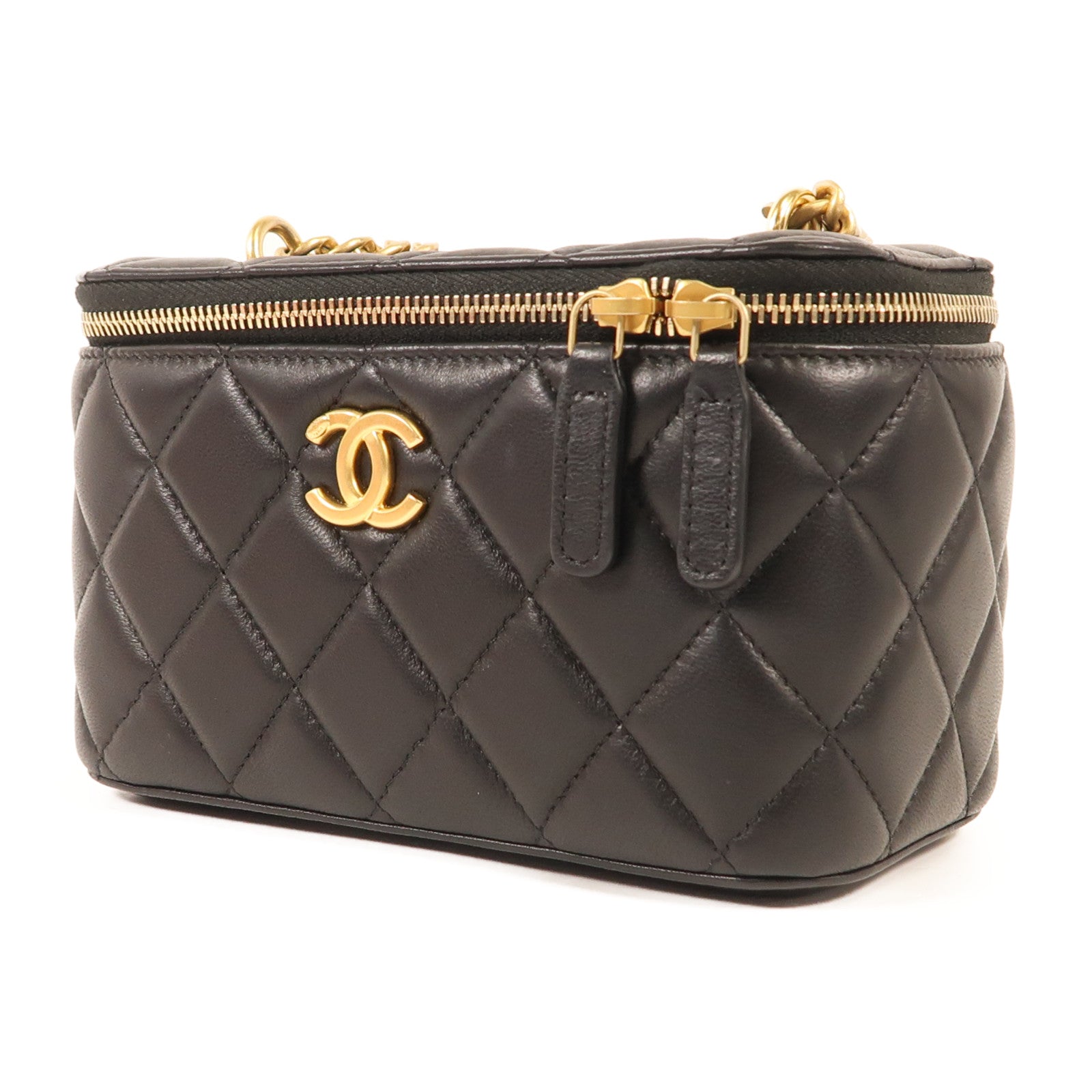 CHANEL 【激減優惠】羊皮皮革Vanity Case金扣鏈帶肩背袋