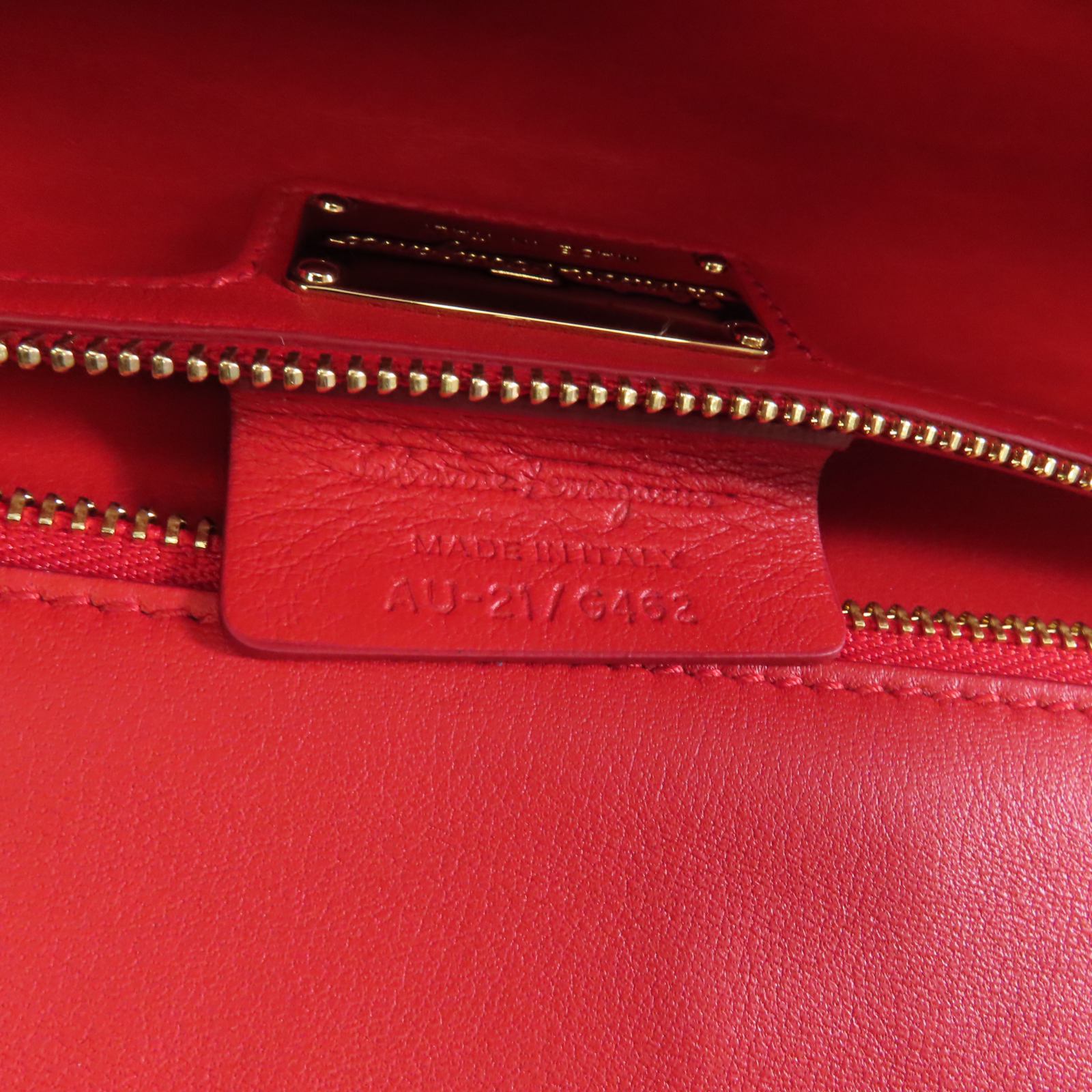 Salvatore Ferragamo 牛皮皮革Chain Shoulder Bag金扣鏈帶肩背袋紅色