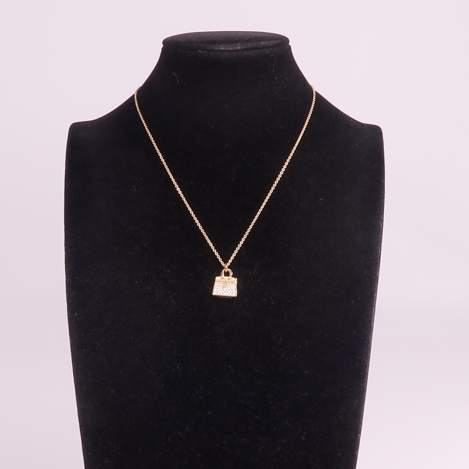 HERMES 18K玫瑰金Amulettes Birkin Pendant鑽石項鍊