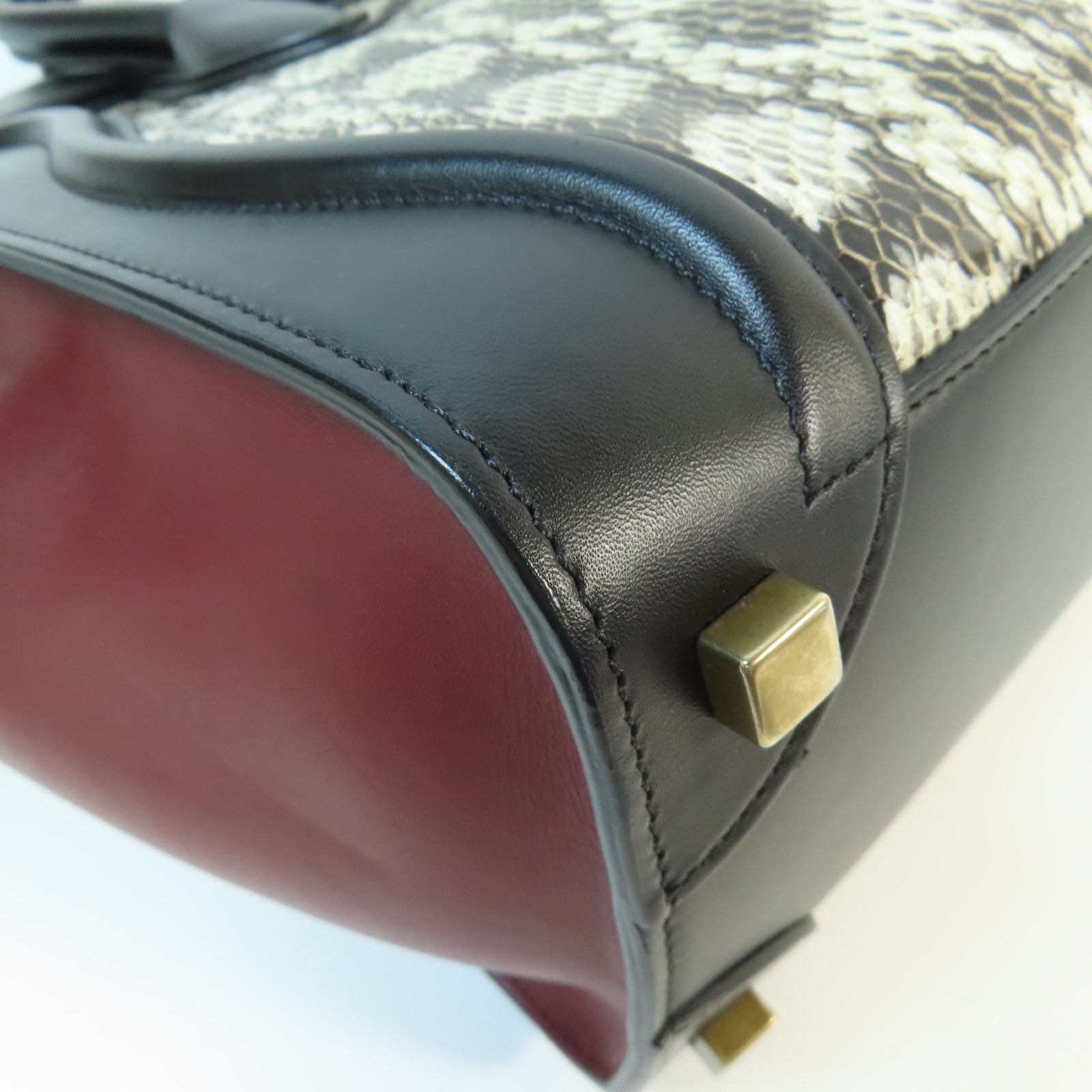 CELINE 【激減優惠】牛皮皮革/蛇皮Mini Luggage金扣手挽袋