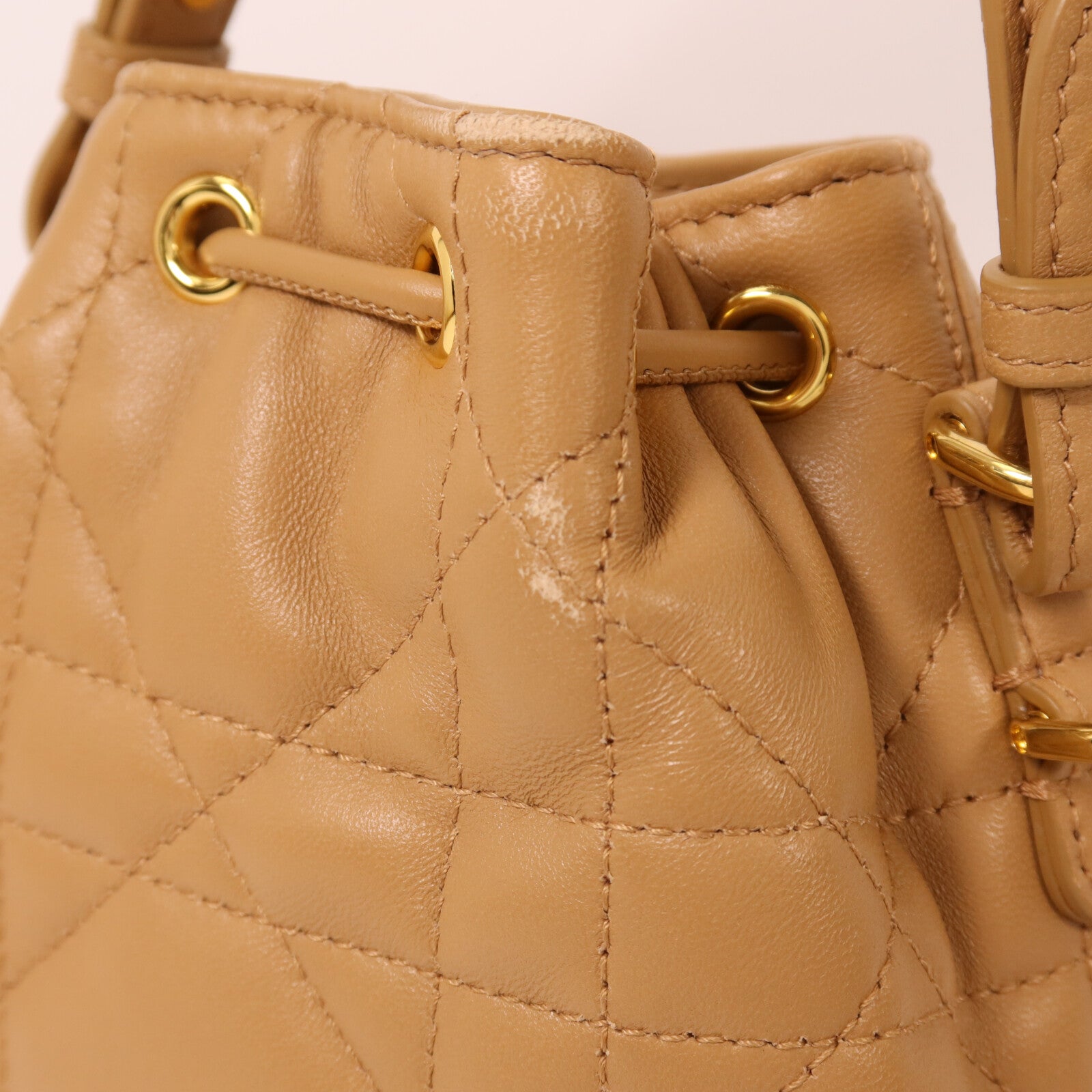 Dior 牛皮皮革Nano Caro Bucket Bag金扣手挽肩背兩用袋
