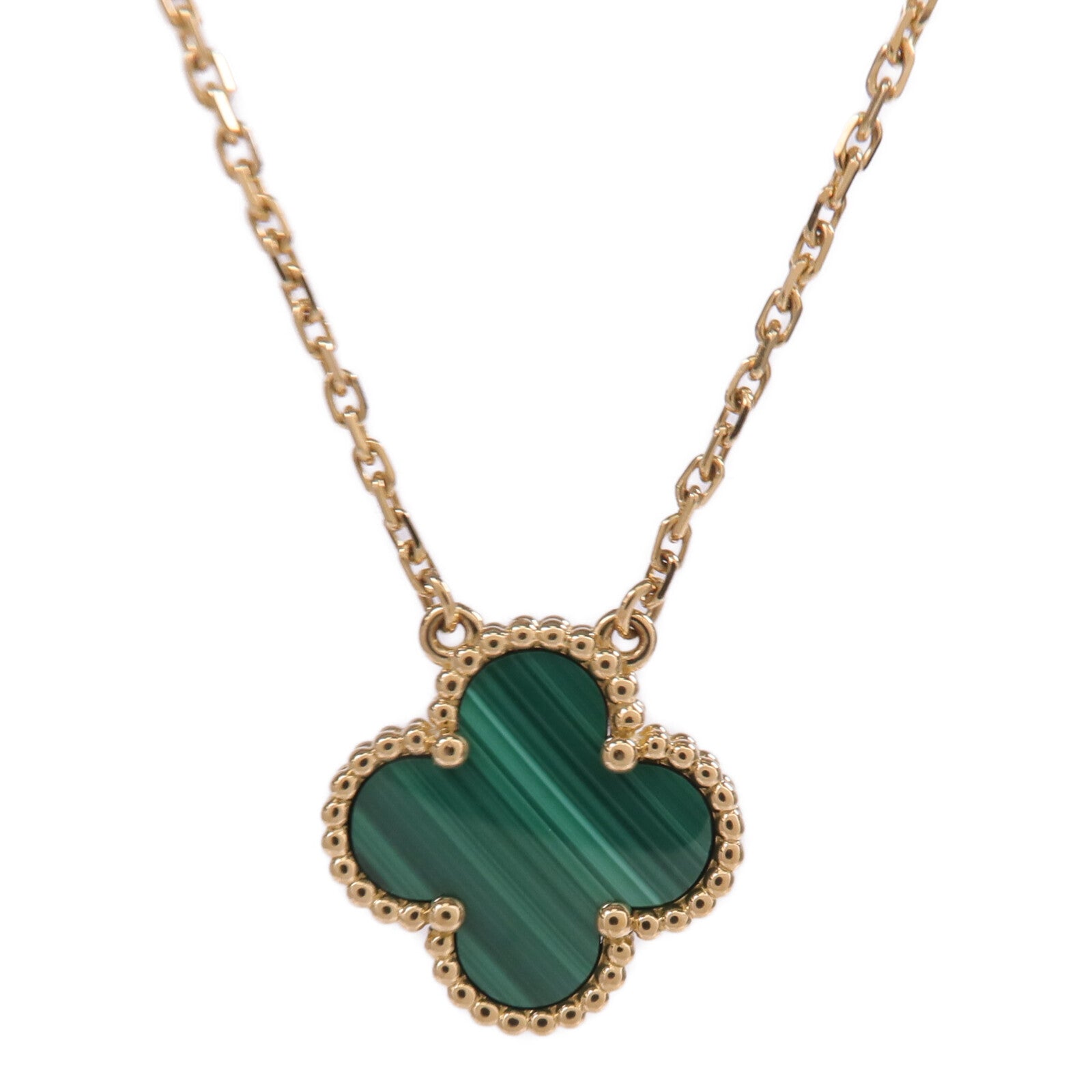 Van Cleef & Arpels 18K黃金Vintage Alhambra Pendant孔雀石項鍊