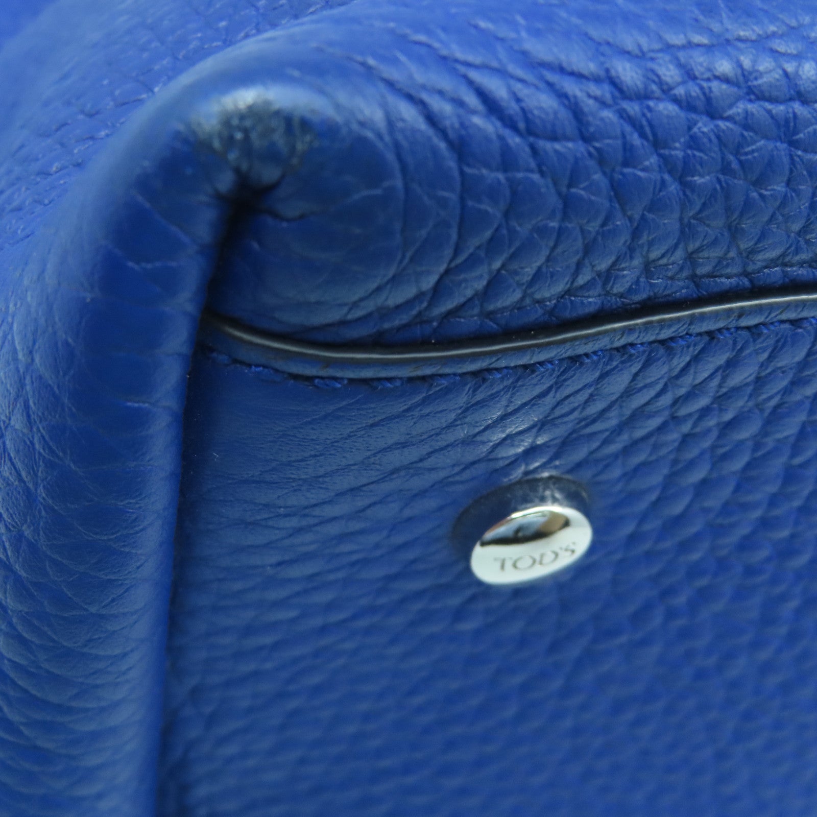 TOD'S cowhide leather Shoulder Bag silver buckle shoulder bag blue
