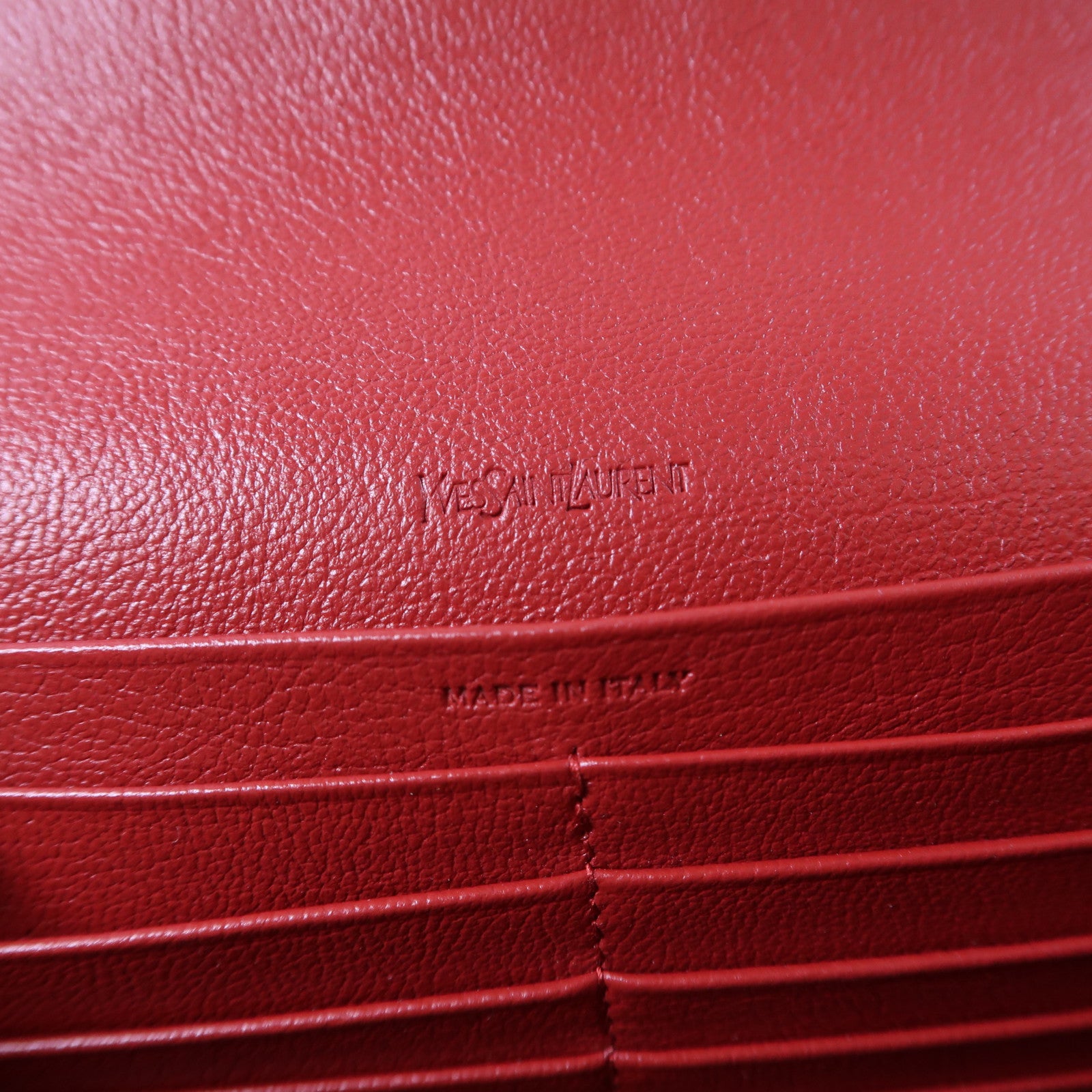 YVES SAINT LAURENT 皮革Shoulder Bag金扣鏈帶肩背袋紅色