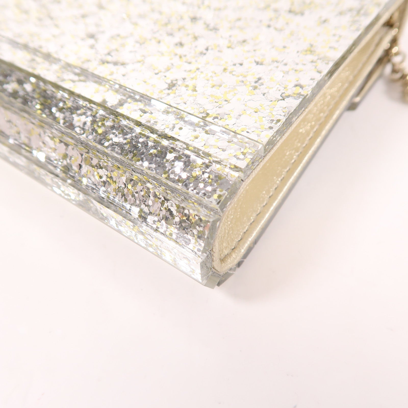 JIMMY CHOO PVC Chain Shoulder金扣鏈帶肩背袋