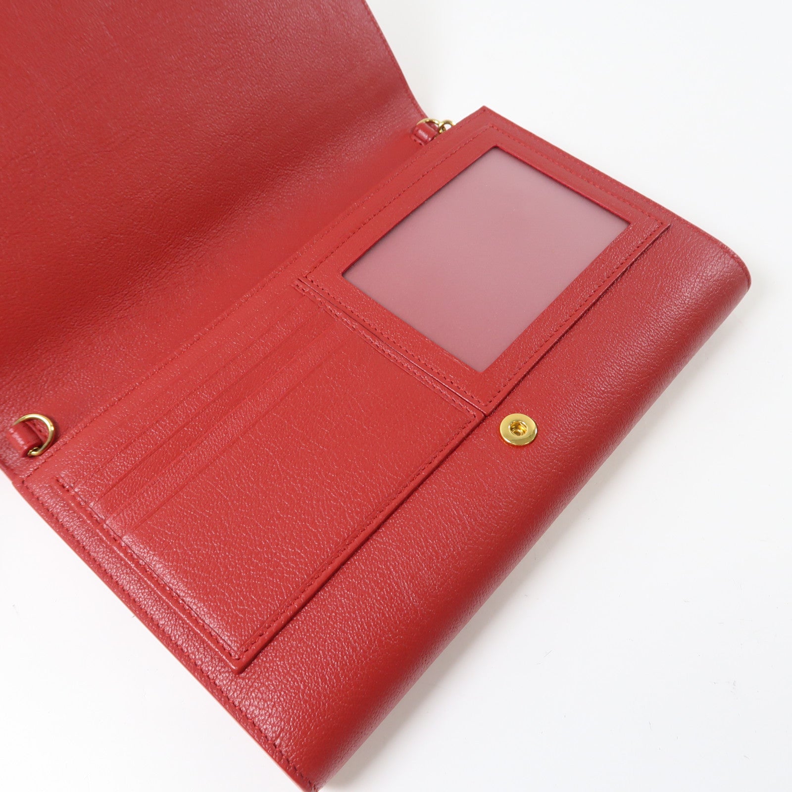 YVES SAINT LAURENT 皮革Shoulder Bag金扣鏈帶肩背袋紅色