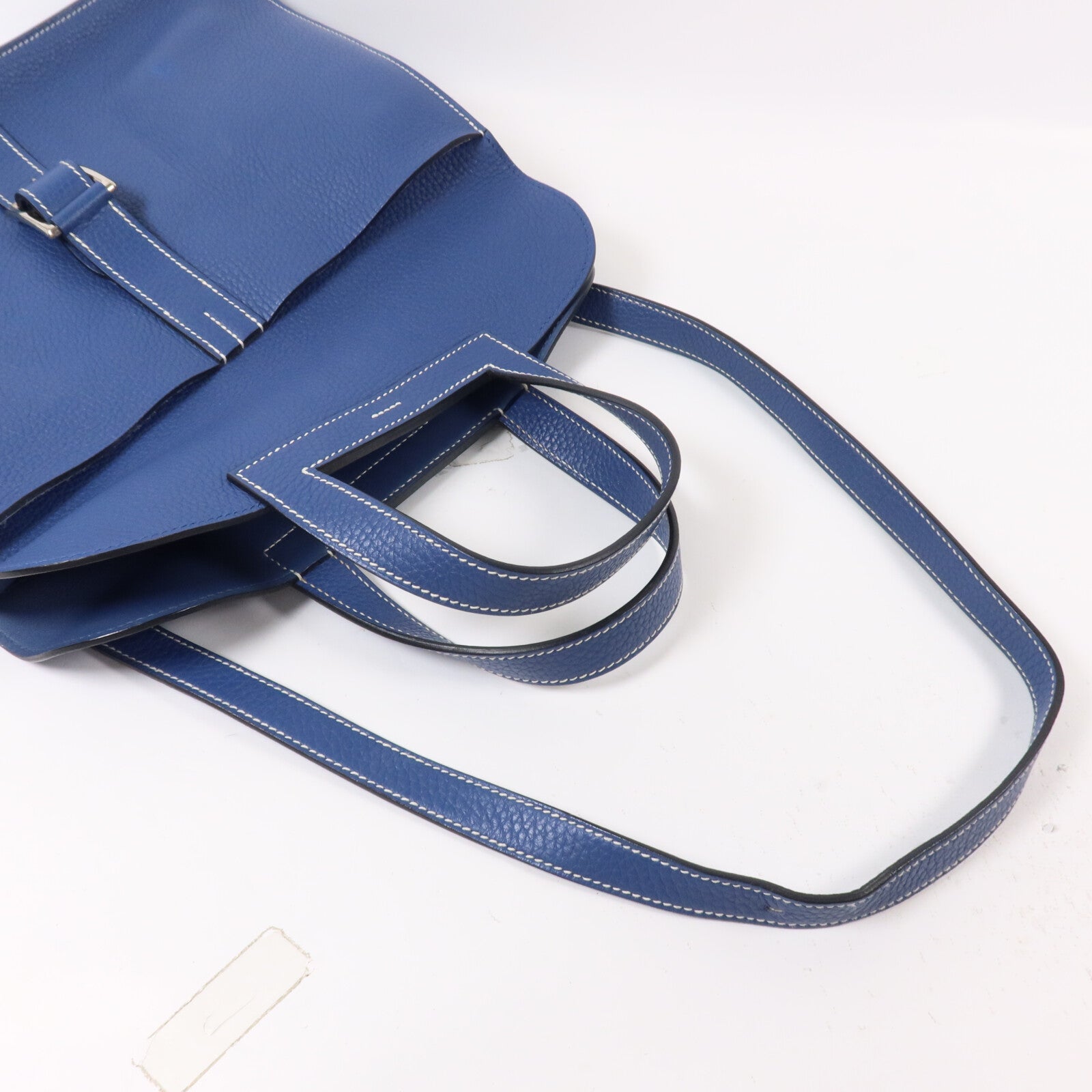 HERMES Clemence皮革Halzan 31手挽肩背兩用袋Bleu Brighton