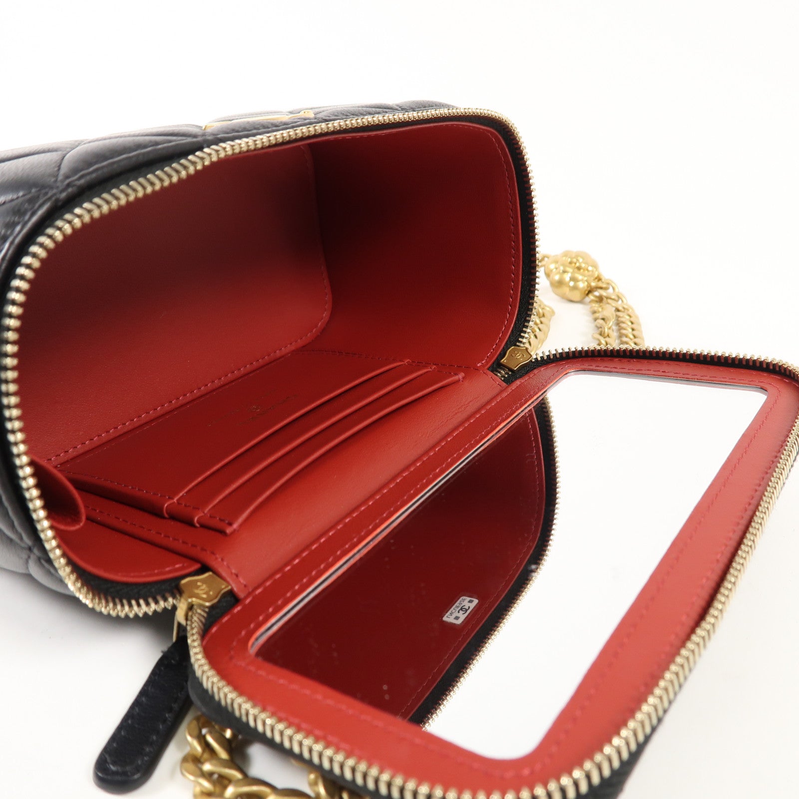 CHANEL 羊皮皮革Vanity Case金扣鏈帶肩背袋