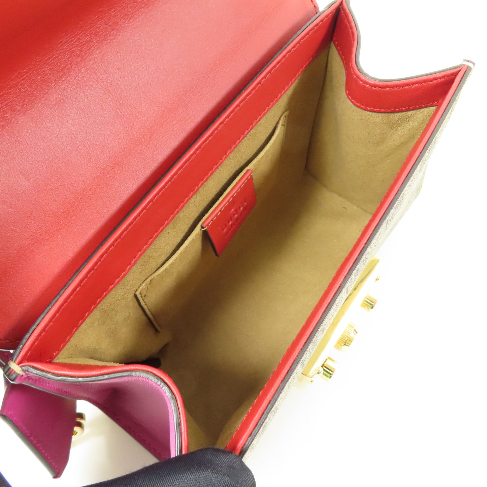 GUCCI 塗層帆布Paddle Lock Small金扣肩背袋