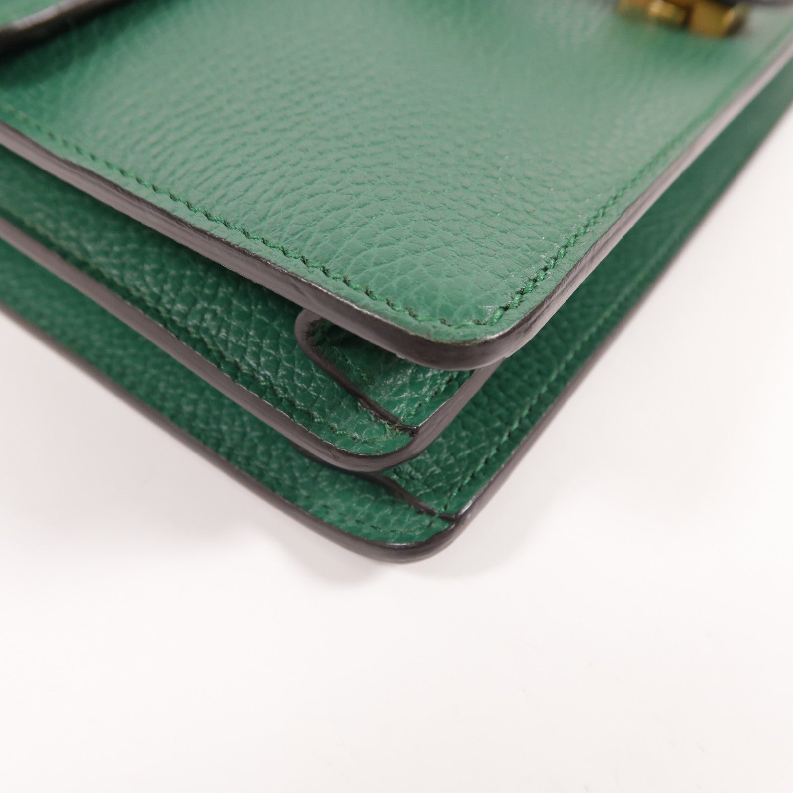 GUCCI GG GHW Diouysys Chain Shoulder Bag Calfskin Leather 400249 Green