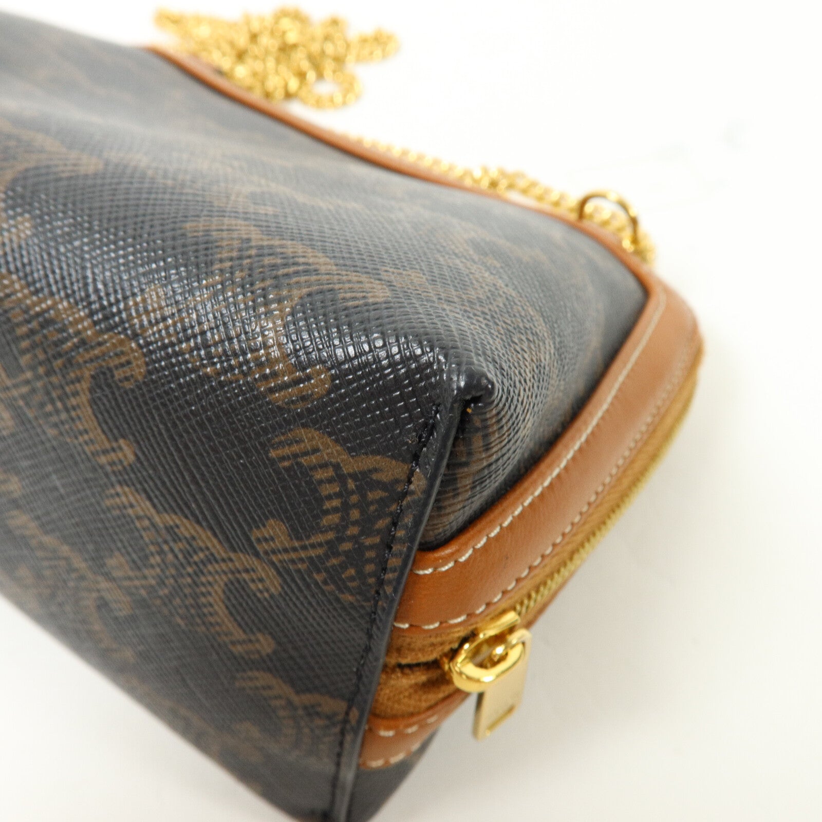 CELINE 塗層帆布Clutch On Chain鏈帶肩背袋