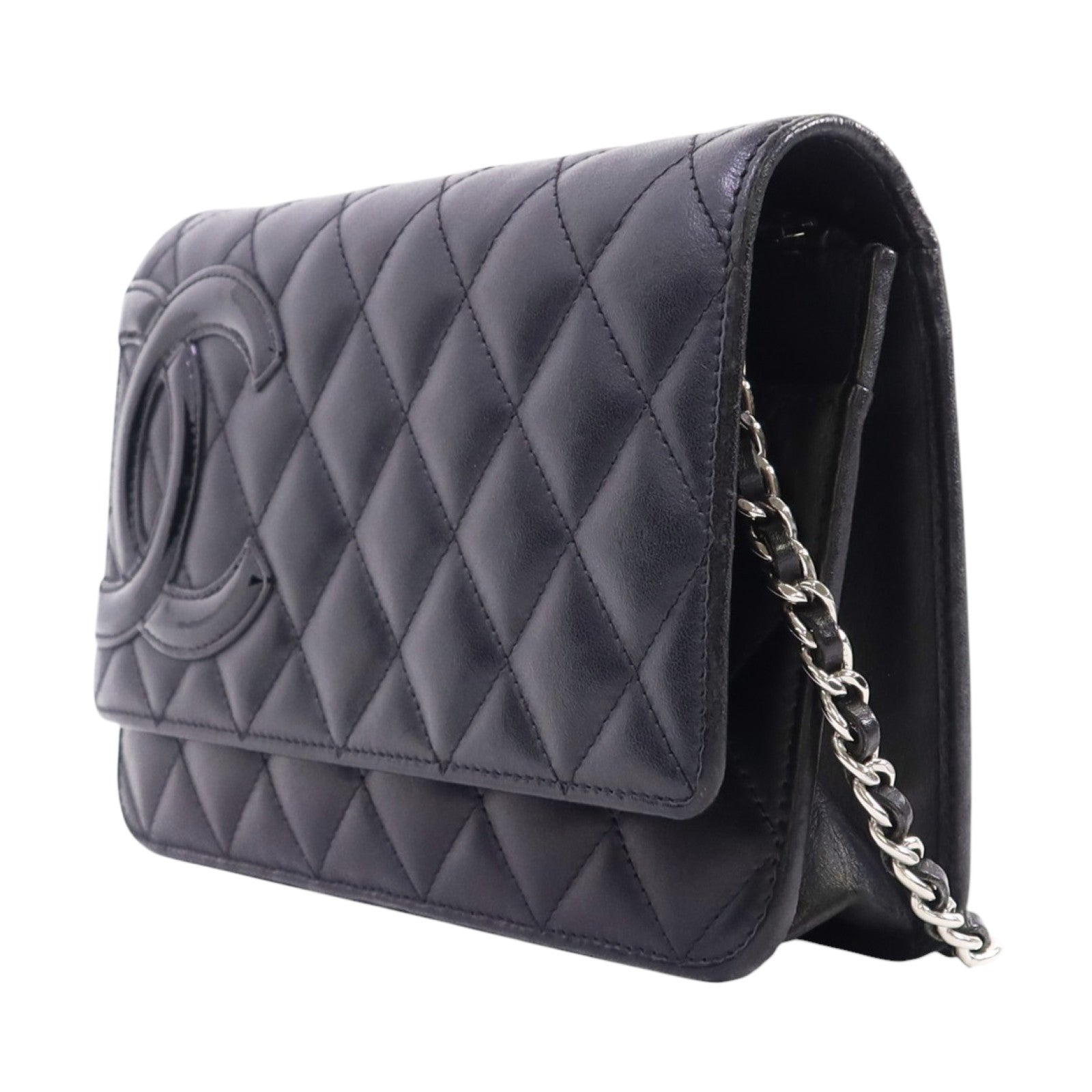 CHANEL 牛皮皮革WOC Wallet On Chain銀扣鏈帶肩背袋