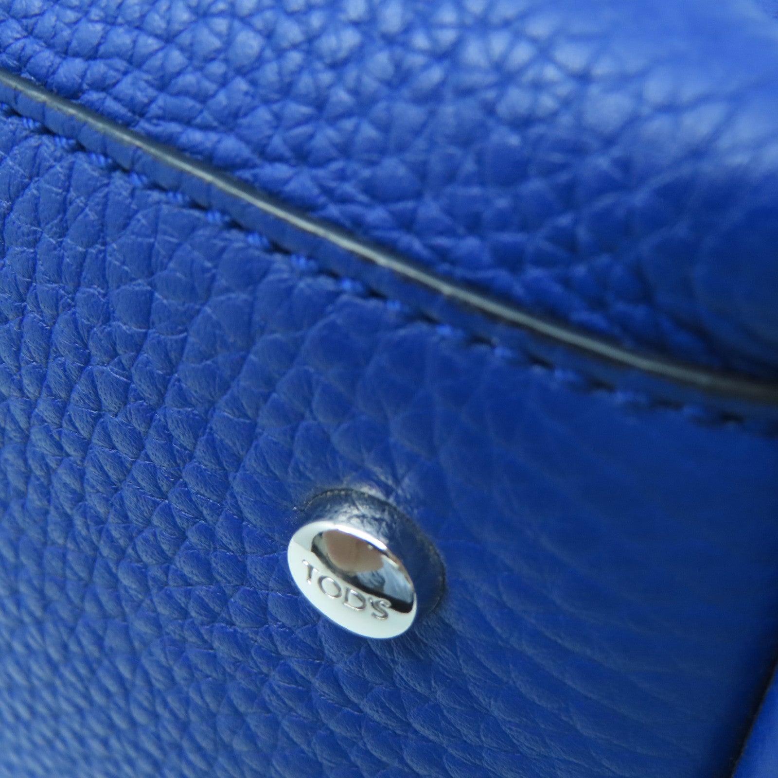 TOD'S cowhide leather Shoulder Bag silver buckle shoulder bag blue
