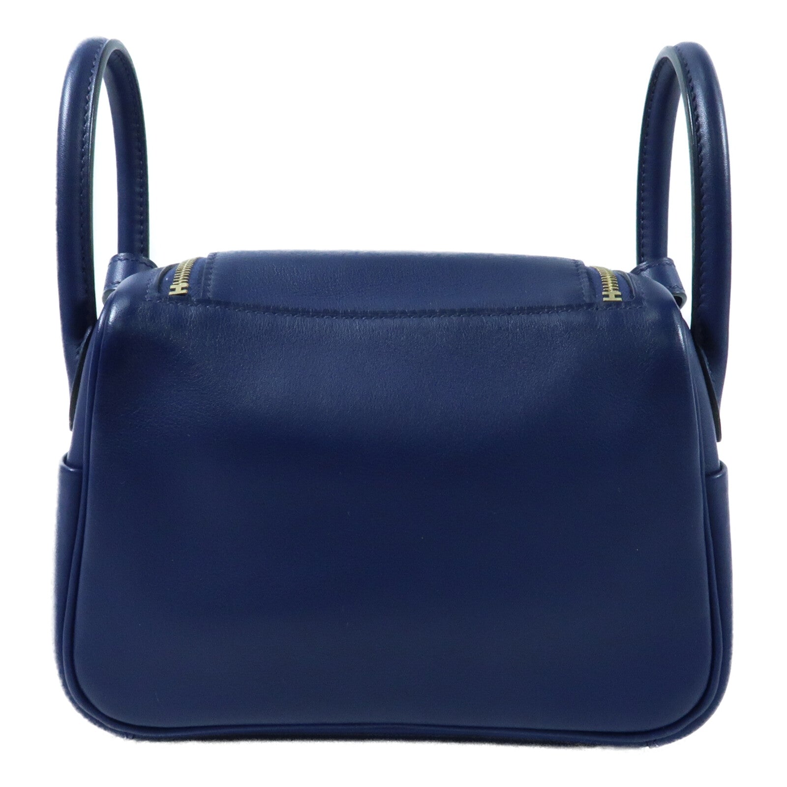 HERMES Swift皮革Mini Lindy金扣手挽肩背兩用袋Bleu Encre