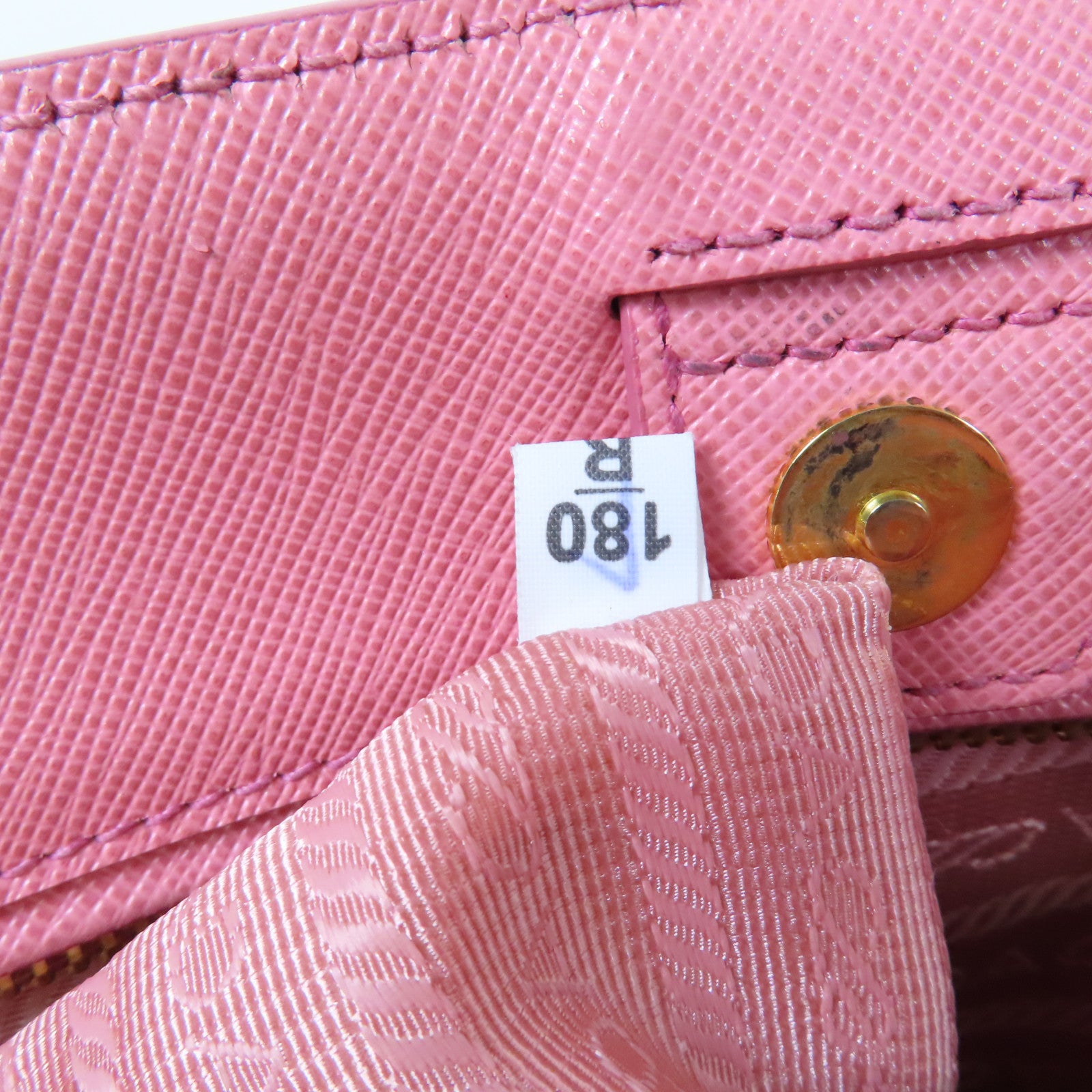 PRADA Saffiano皮革Galleria金扣手挽肩背兩用袋粉紅色