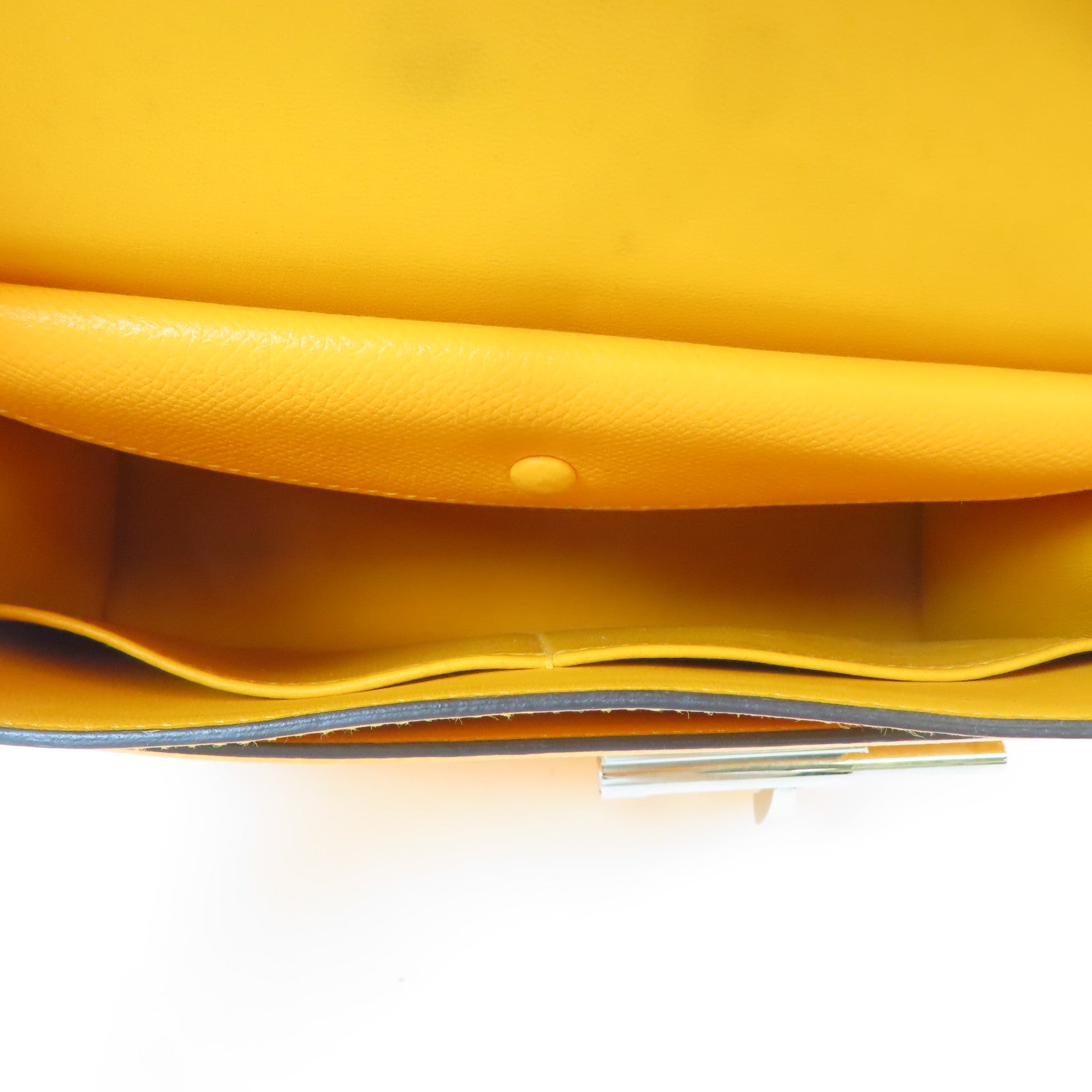 HERMES Epsom皮革Verrou 23銀扣肩背袋Jaune D'or/橙色