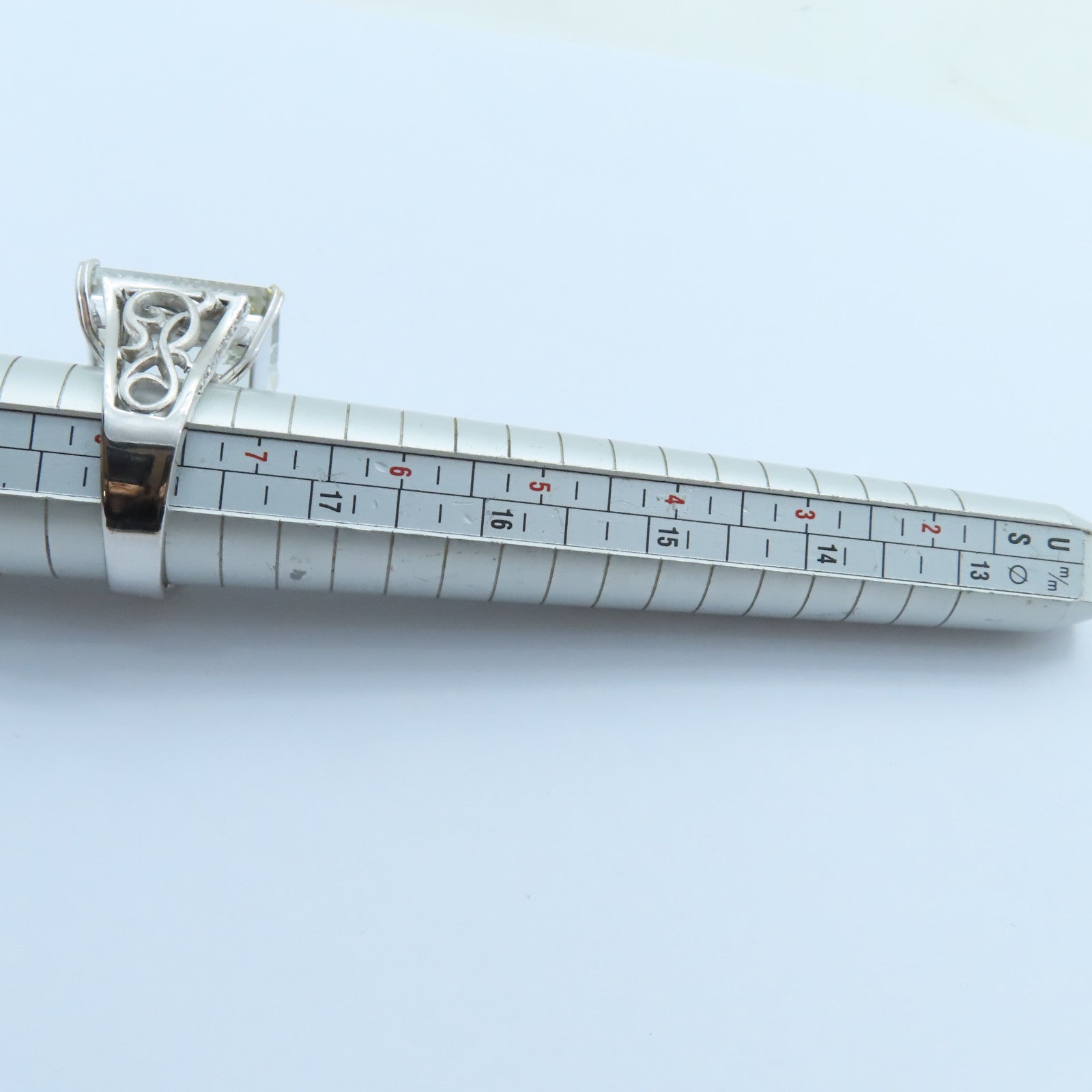 JEWELRY 18K白金Topaz Diamond Ring 24.39ct黃玉/0.46ct鑽石戒指US#7.5