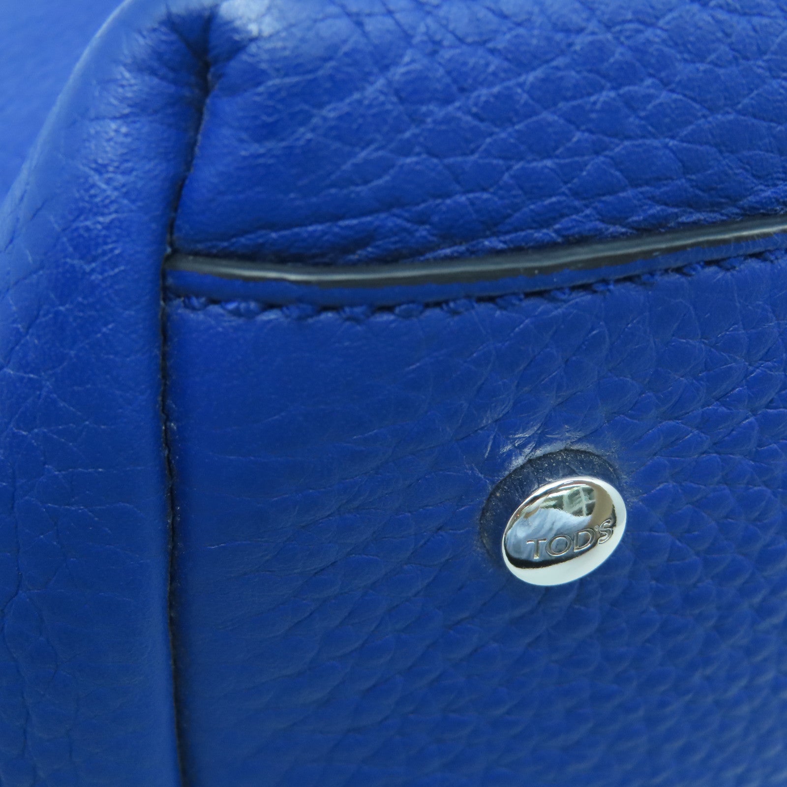 TOD'S cowhide leather Shoulder Bag silver buckle shoulder bag blue