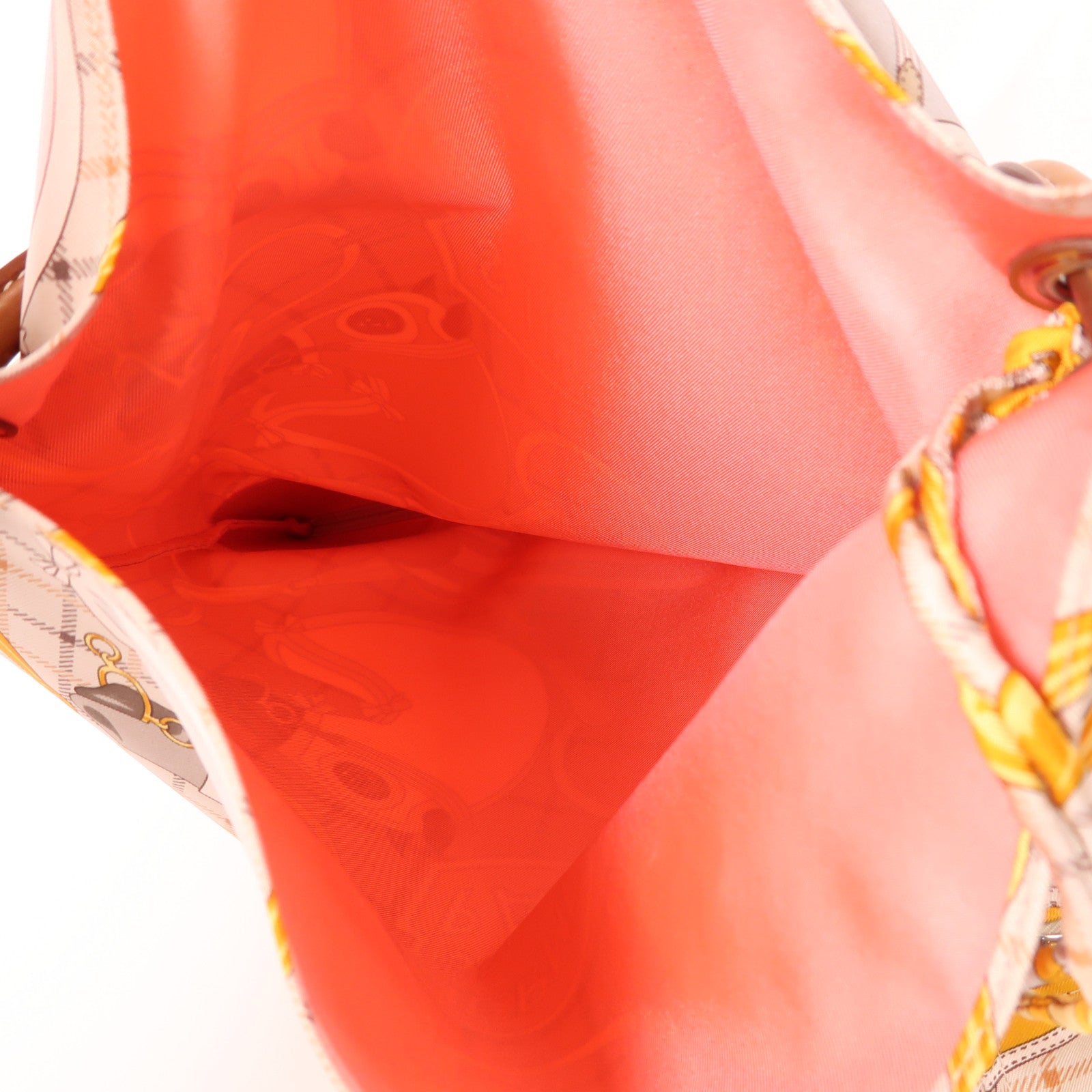 HERMES 絲質/皮革Silky City 33肩背袋Beige/Gold