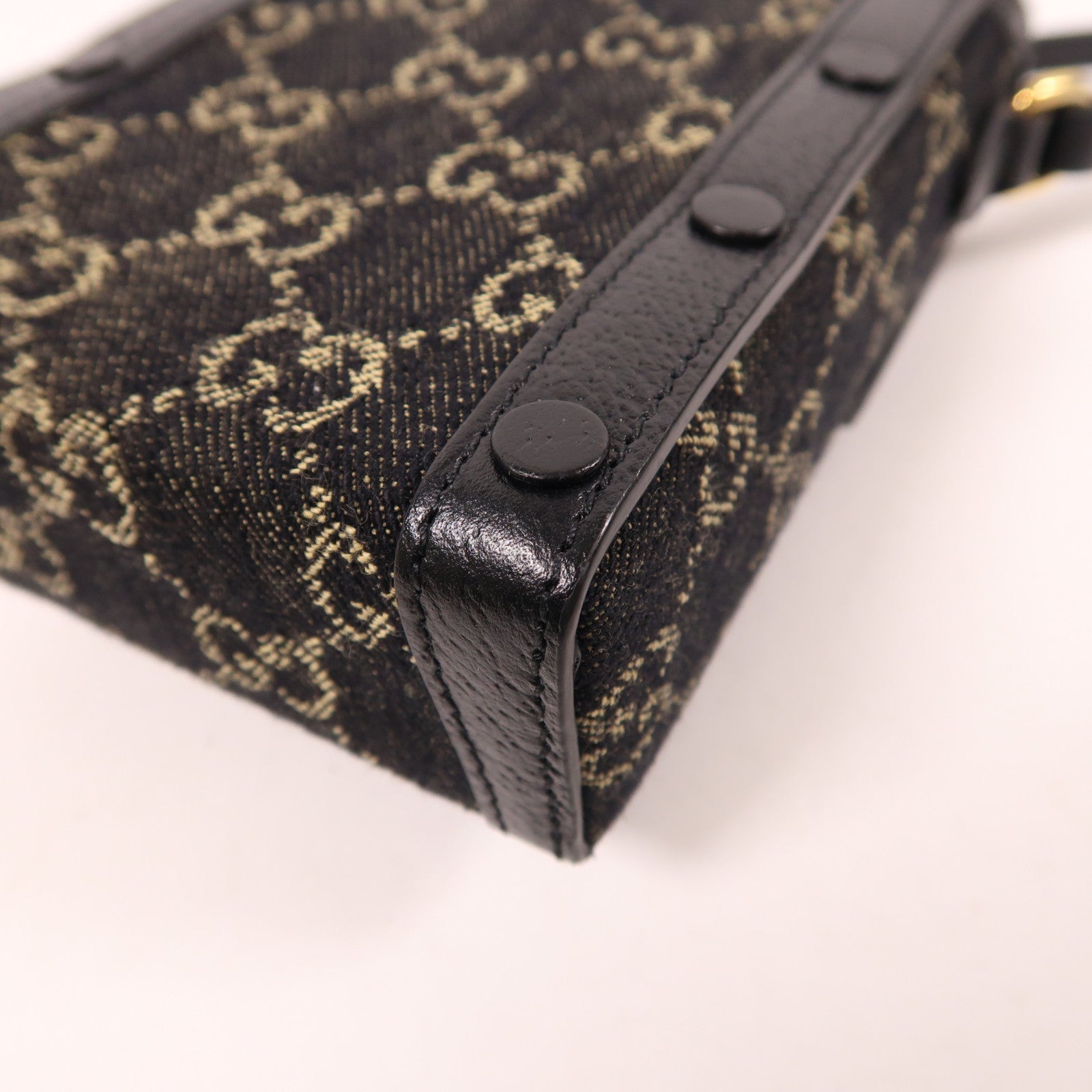 GUCCI 帆布Horsebit 1955 Mini金扣肩背袋