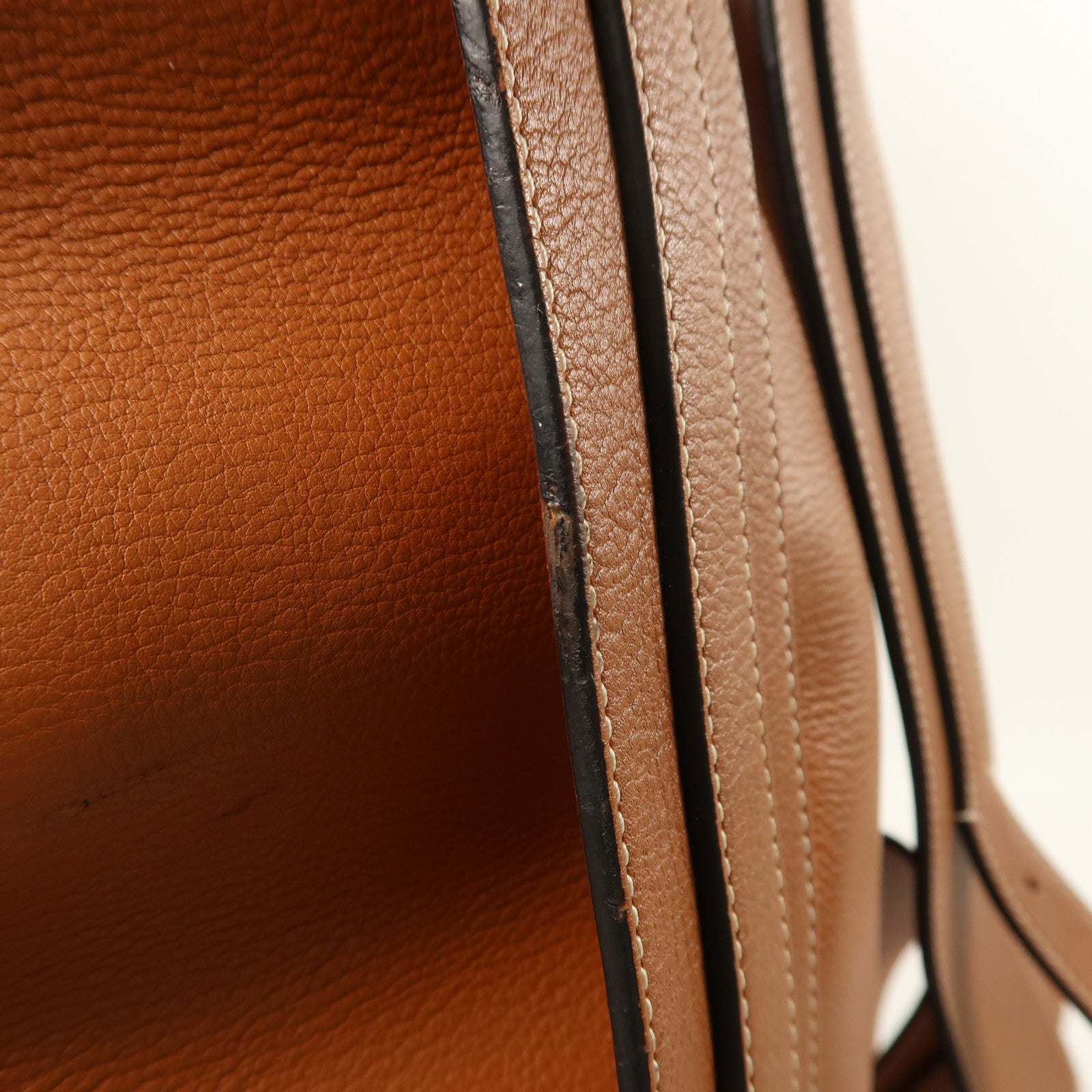 LOEWE 牛仔布/牛皮皮革Rucksack銀扣背包
