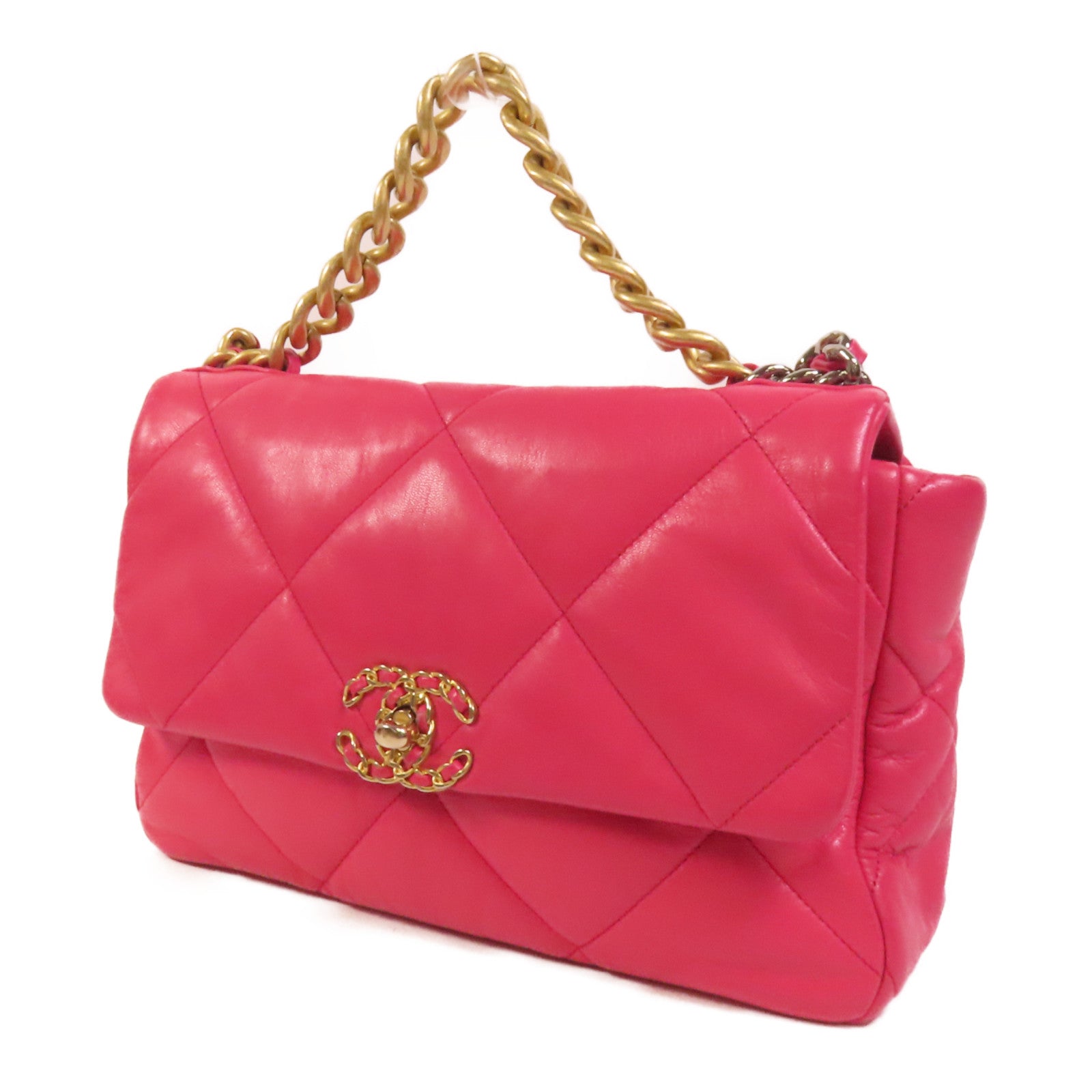 CHANEL 羊皮皮革C19 Medium金扣鏈帶肩背袋