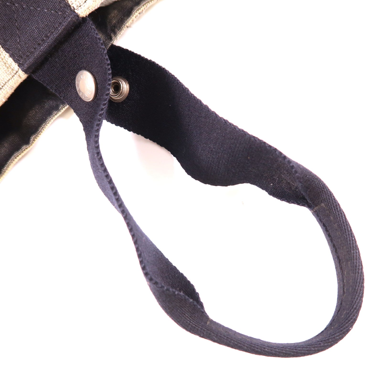 HERMES PHW Saxo MM Handbag Canvas Grey/Black