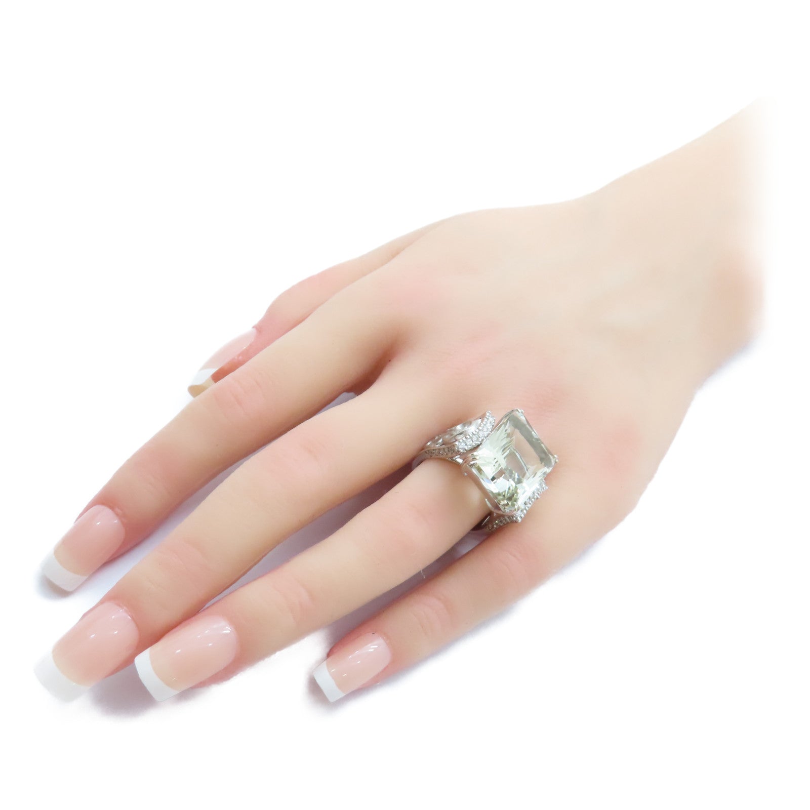 JEWELRY 18K白金Topaz Diamond Ring 24.39ct黃玉/0.46ct鑽石戒指US#7.5