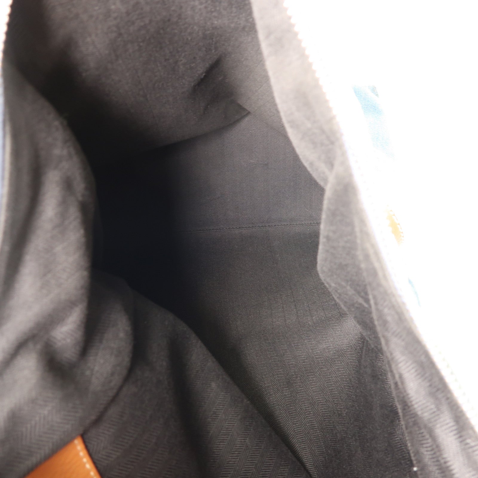 LOEWE 牛仔布/牛皮皮革Rucksack銀扣背包