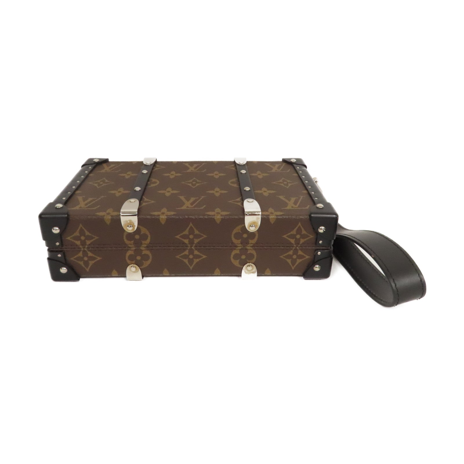 LOUIS VUITTON 【均一特價】Monogram Macassar Wallet Trunk Clutch Pouch銀扣手拿包啡色/黑色