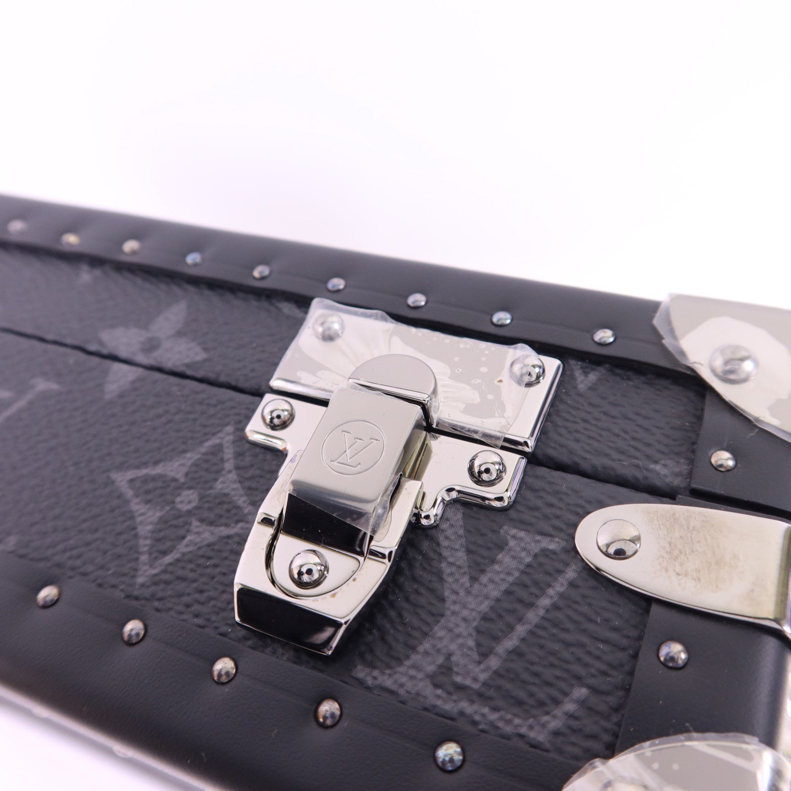 LOUIS VUITTON Monogram Eclipse Clutch Box Shoulder Bag銀扣肩背袋