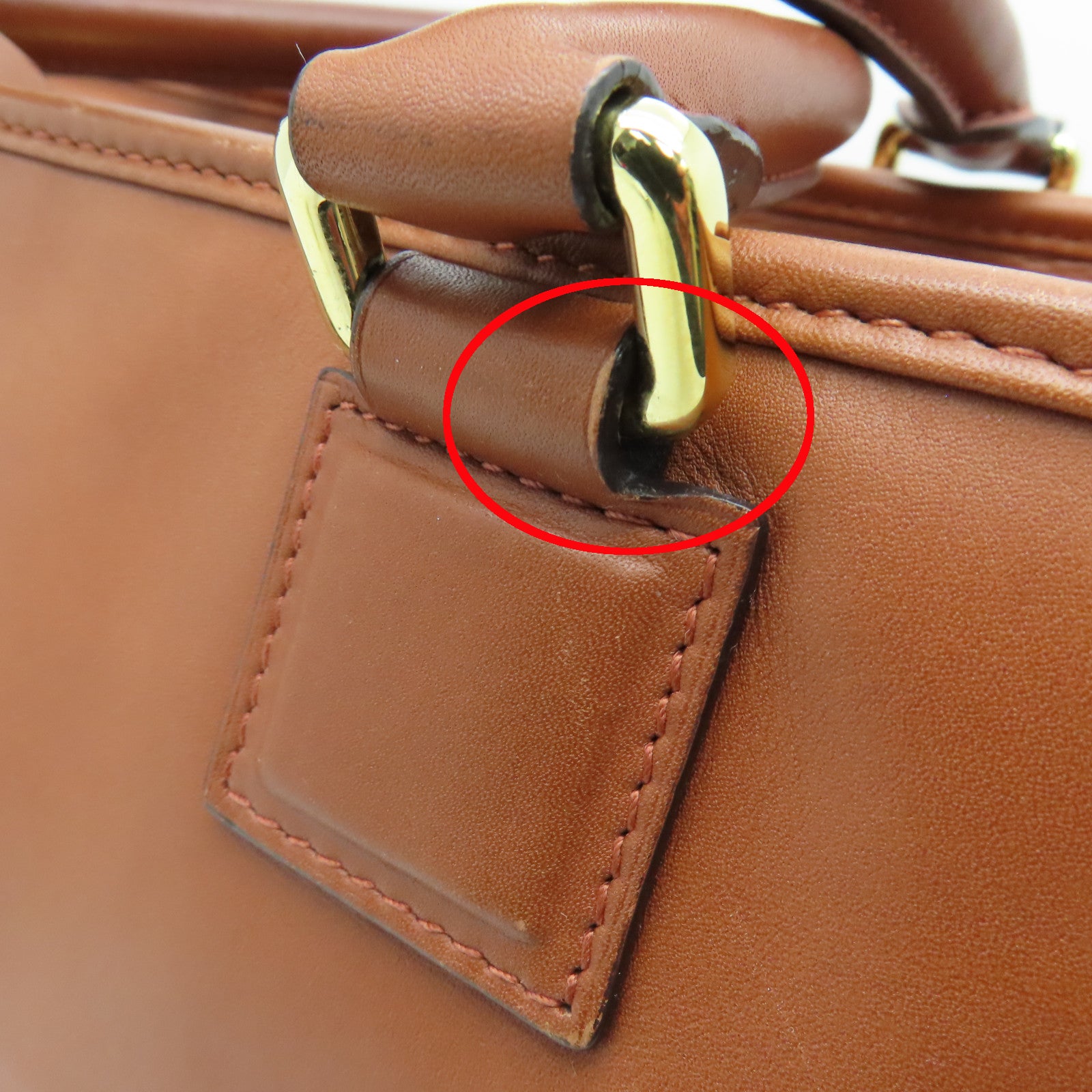 LOEWE cowhide leather Handbag gold buckle handle bag brown