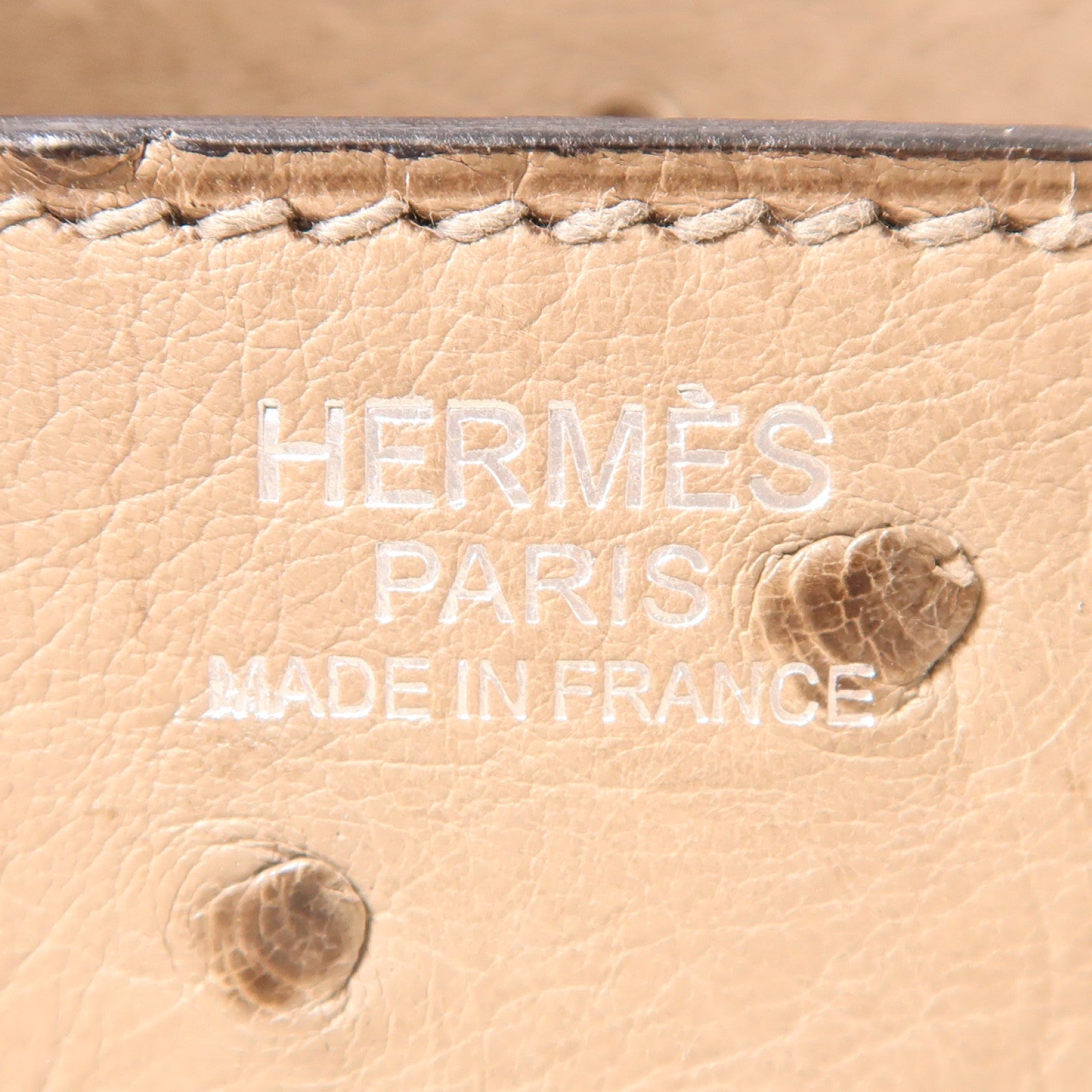 HERMES 鴕鳥皮革Birkin 30銀扣手挽袋灰色