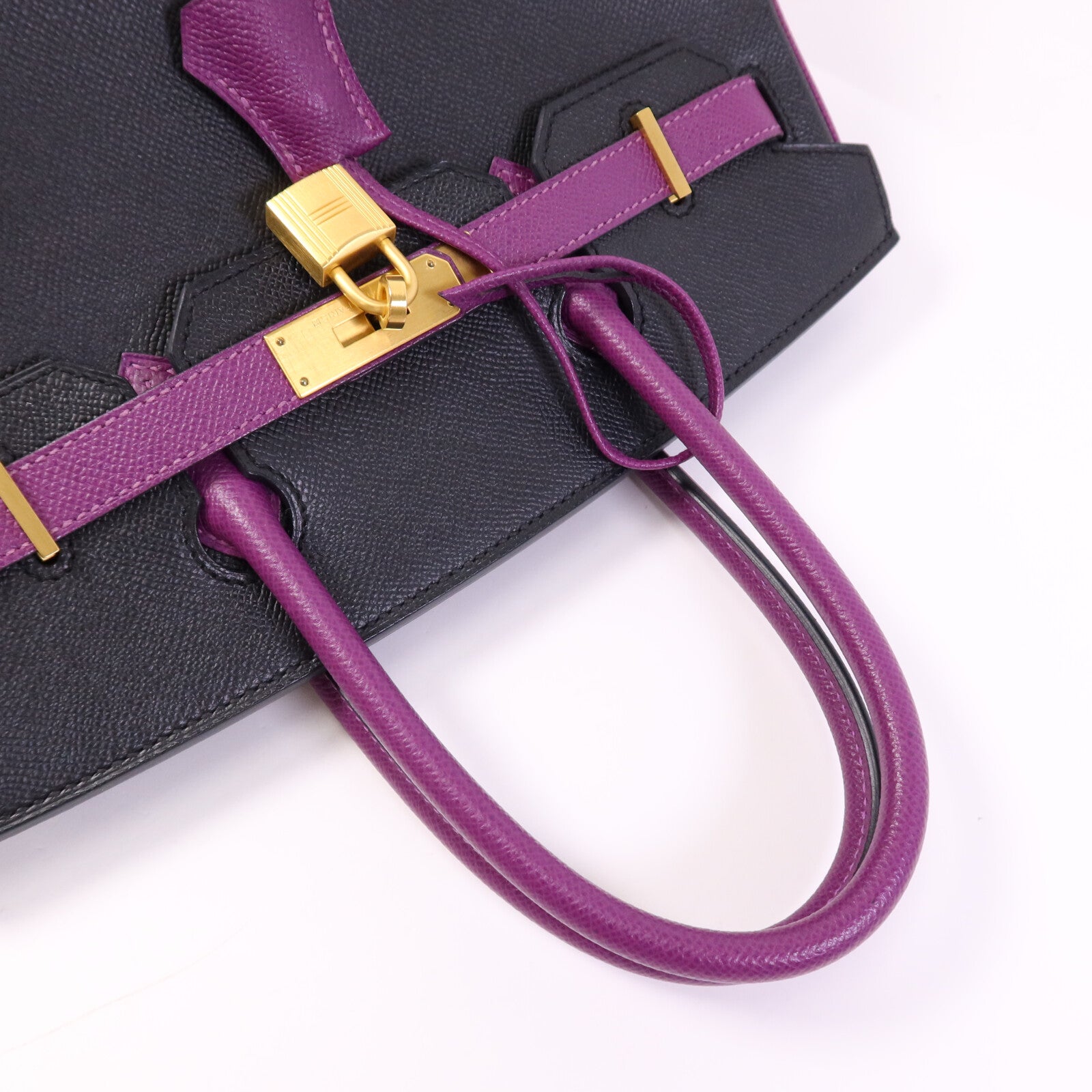 HERMES Epsom皮革Birkin 30金扣手挽袋Anemore/Noir