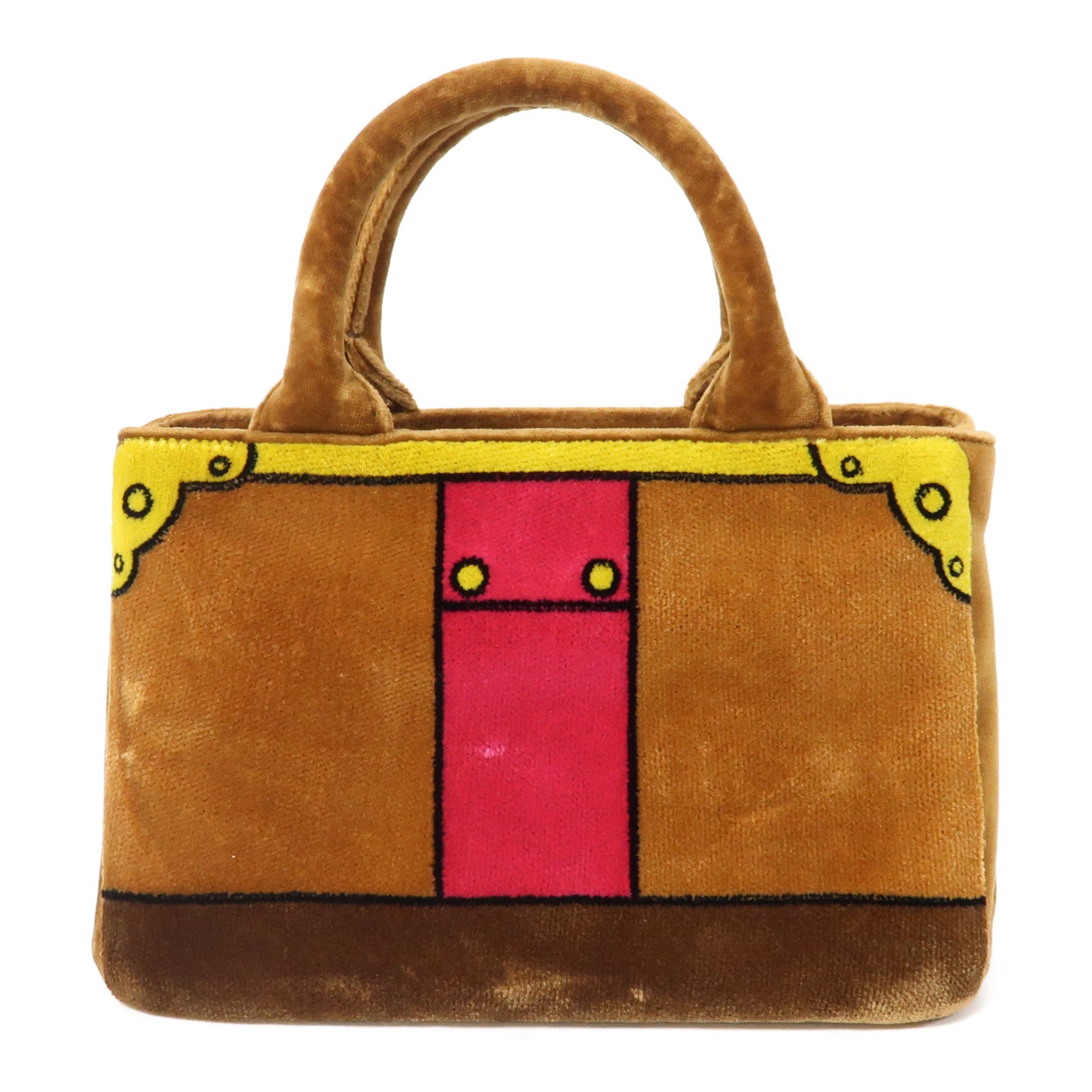 PRADA 天鵝絨2 Way Shoulder金扣肩背袋啡色