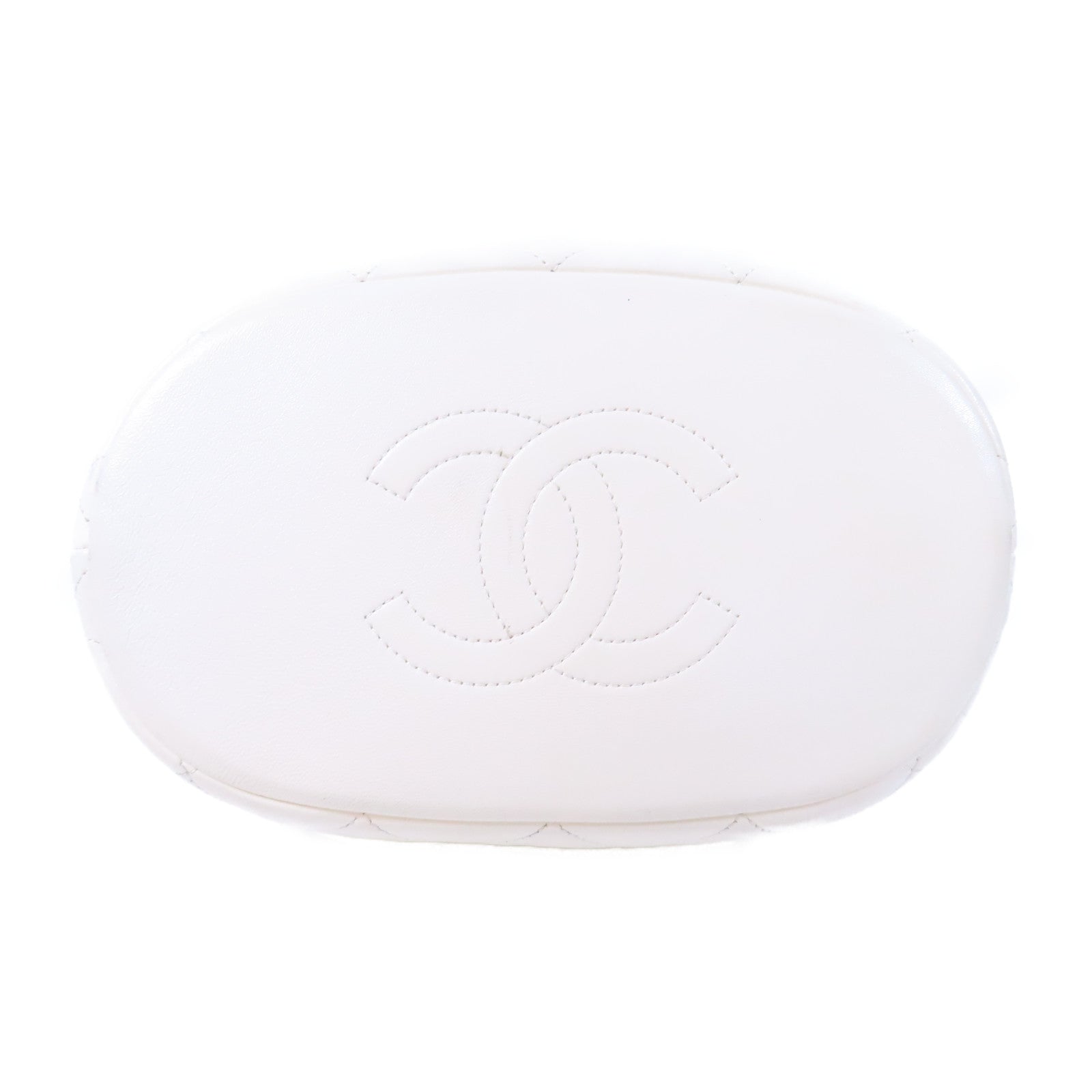 CHANEL 菱格羊皮皮革Chain Shoulder金扣鏈帶肩背袋白色