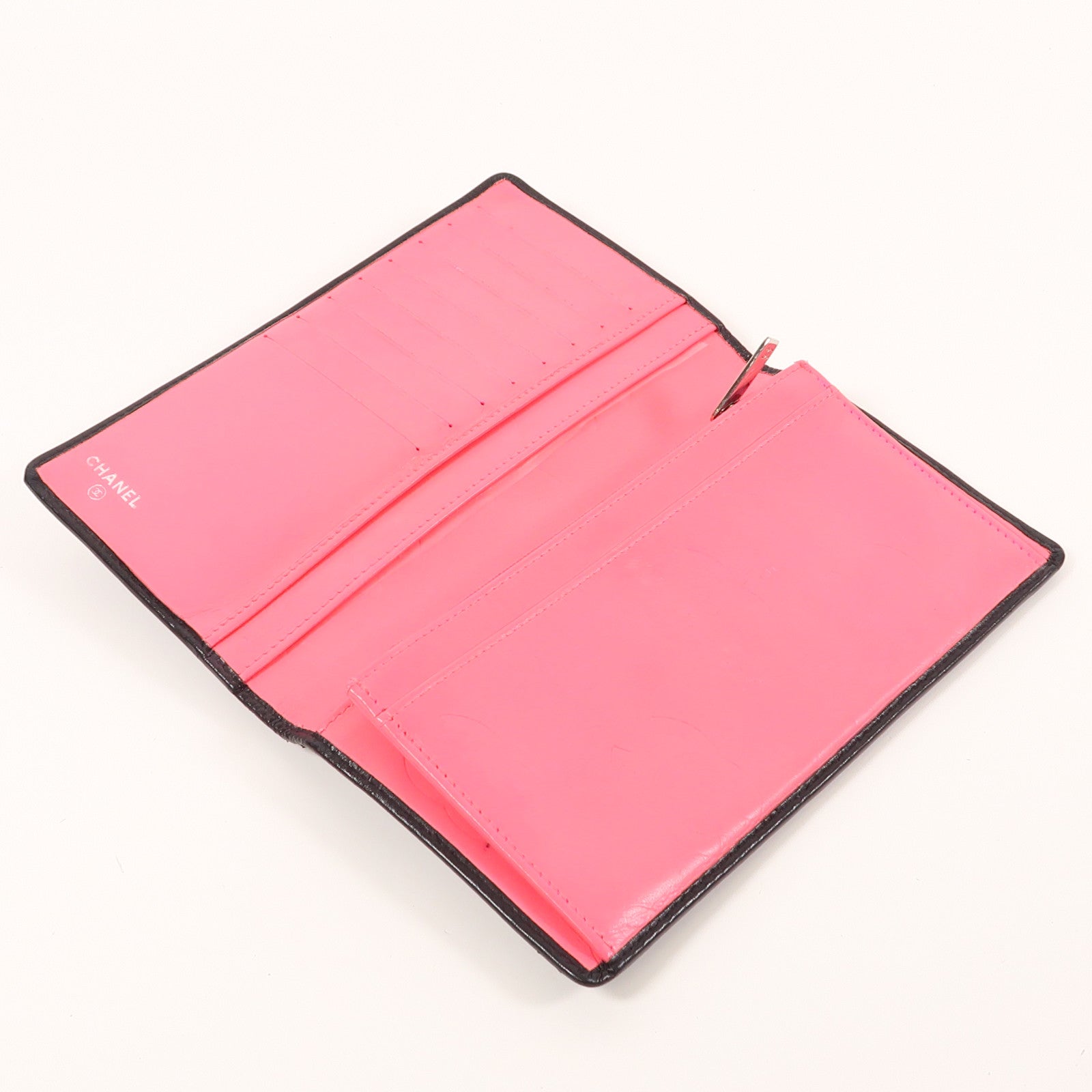 CHANEL 羊皮皮革Cambon Wallet銀扣長錢包