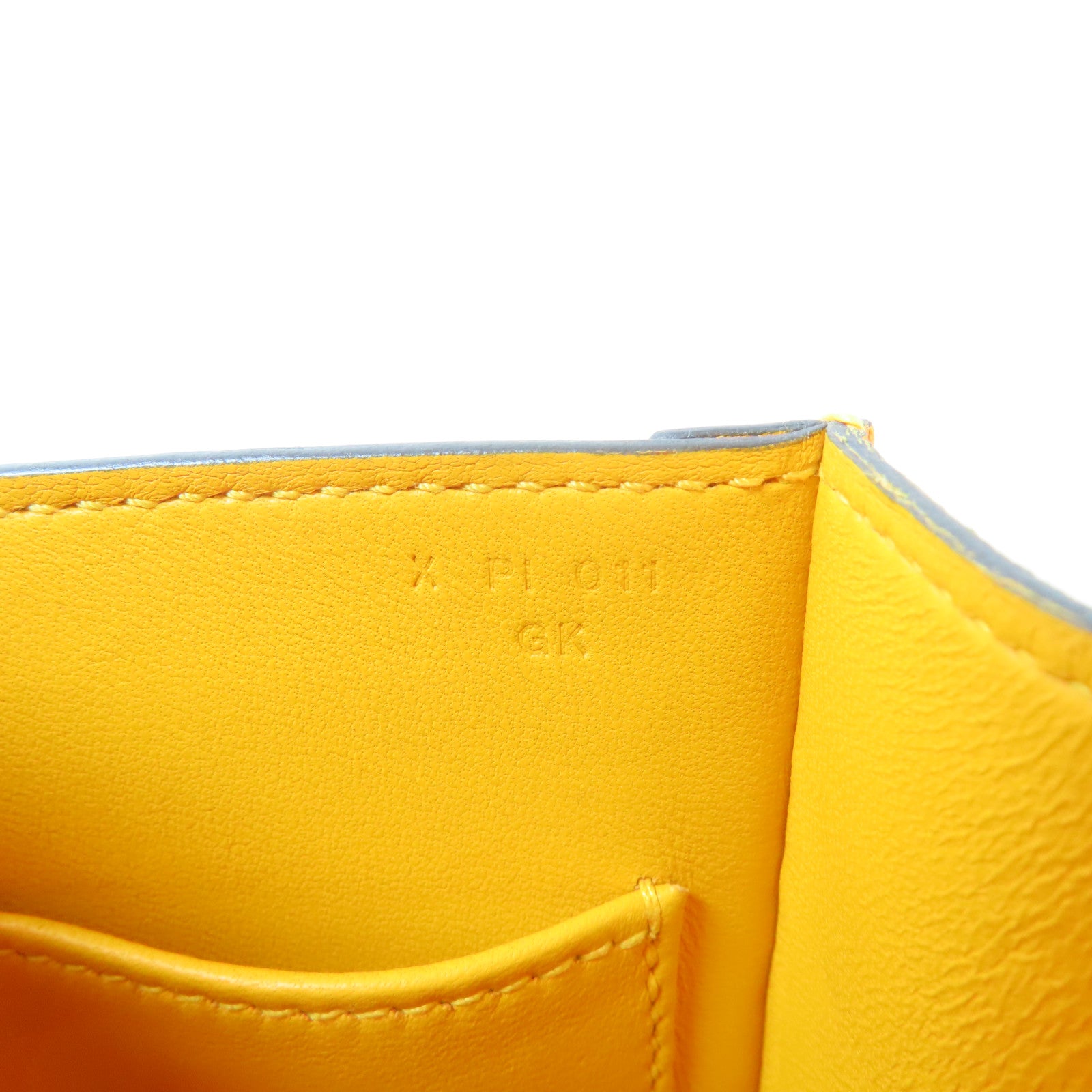 HERMES Epsom皮革Verrou 23銀扣肩背袋Jaune D'or/橙色
