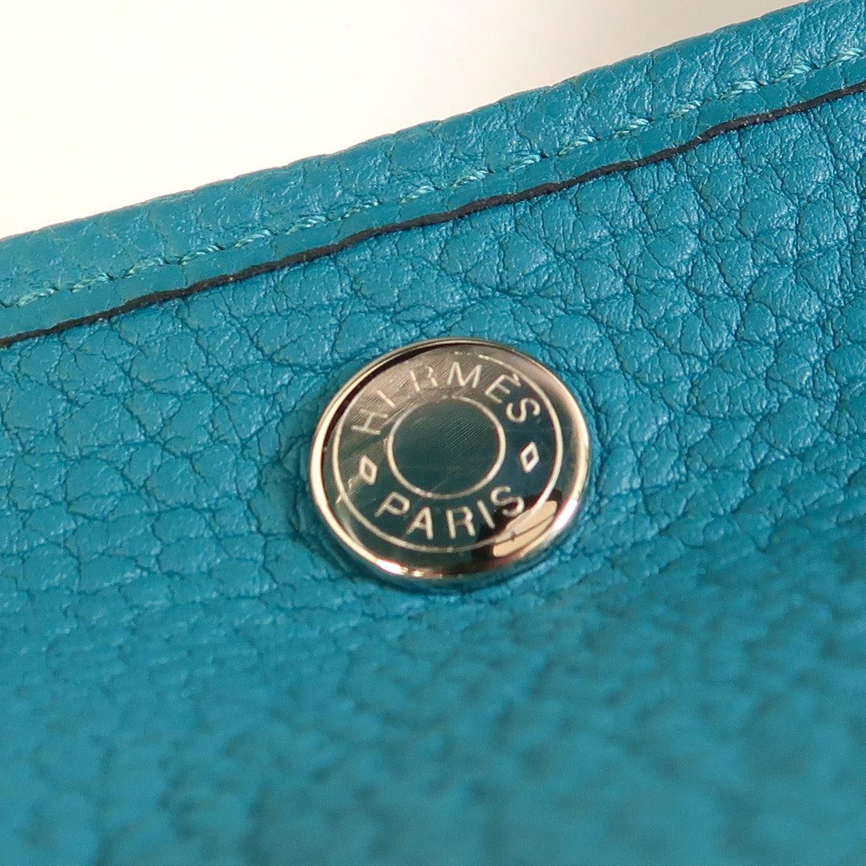 HERMES Negonda皮革GardenParty PM銀扣手挽袋Cobalt